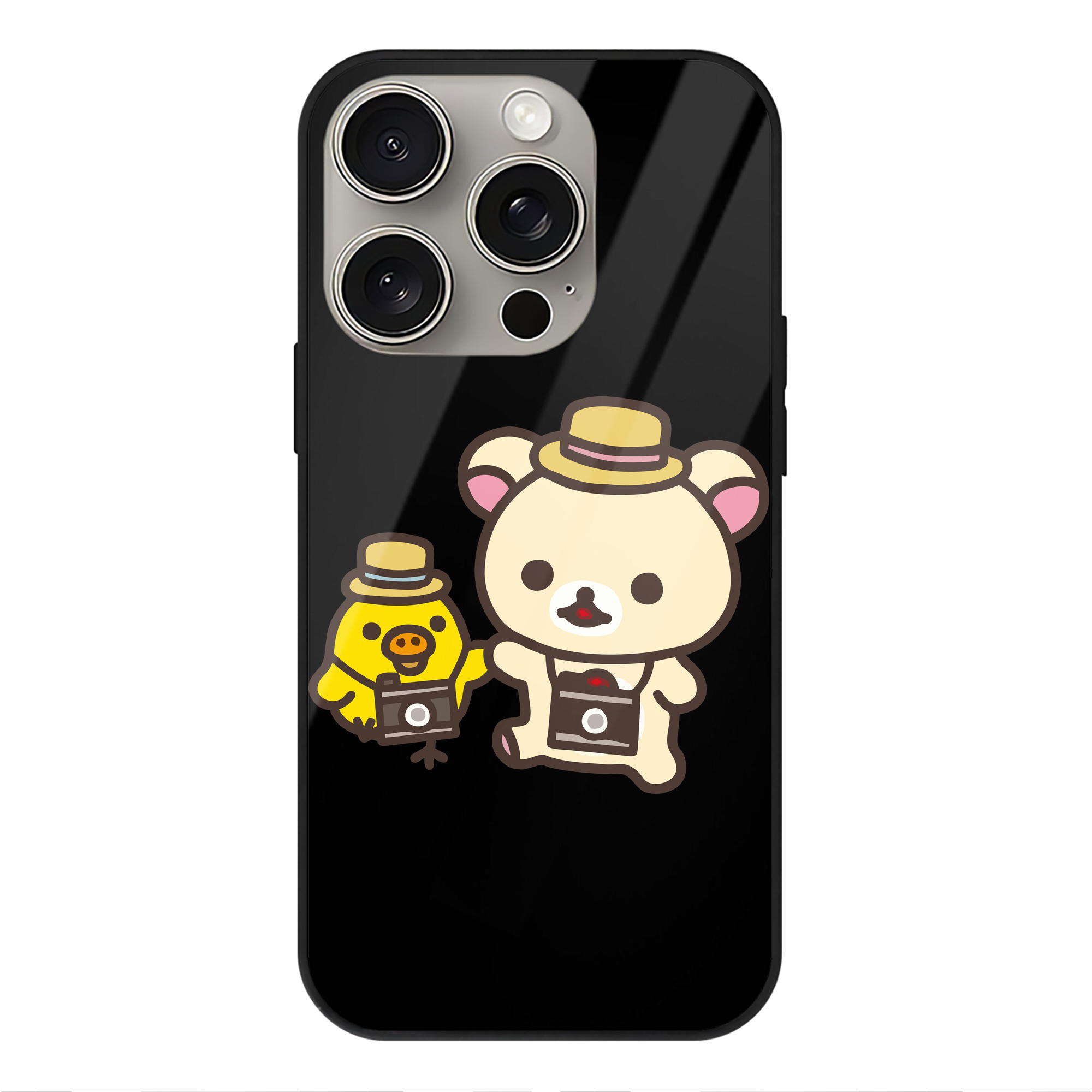 （画像用） リラックマ リラックマ キイロイトリ Rilakkuma Korilakkuma Kiiroitori 【iPhone15Pro対応】スマホケース 耐衝撃＆黄変防止 背面ガラス