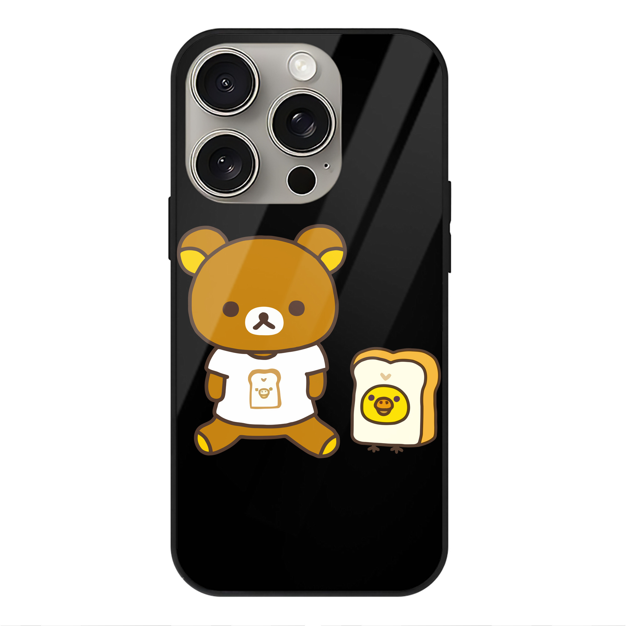 （画像用） リラックマ リラックマ キイロイトリ Rilakkuma Korilakkuma Kiiroitori 【iPhone15Pro対応】スマホケース 耐衝撃＆黄変防止 背面ガラス