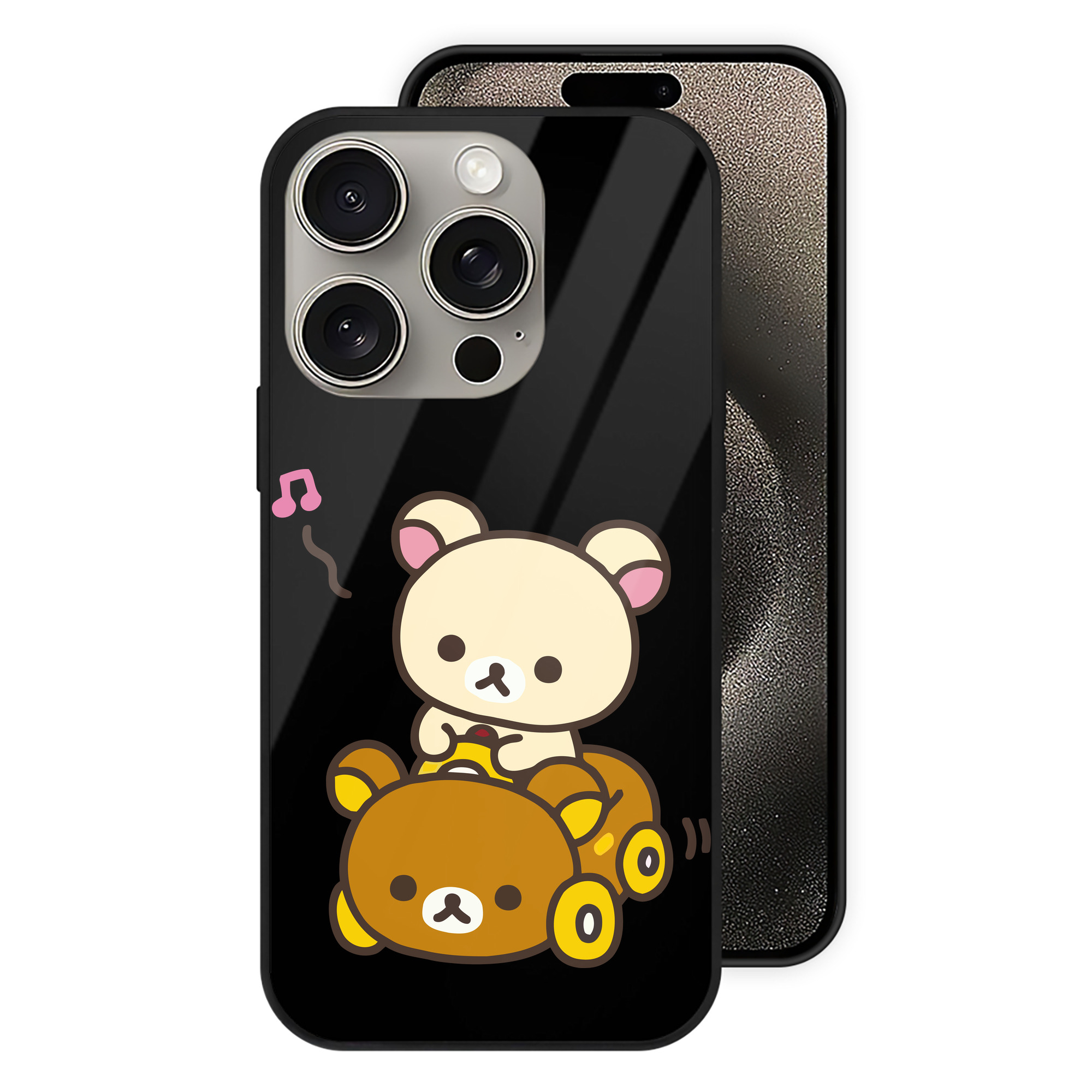 （画像用） リラックマ リラックマ キイロイトリ Rilakkuma Korilakkuma Kiiroitori 【iPhone15Pro対応】スマホケース 耐衝撃＆黄変防止 背面ガラス