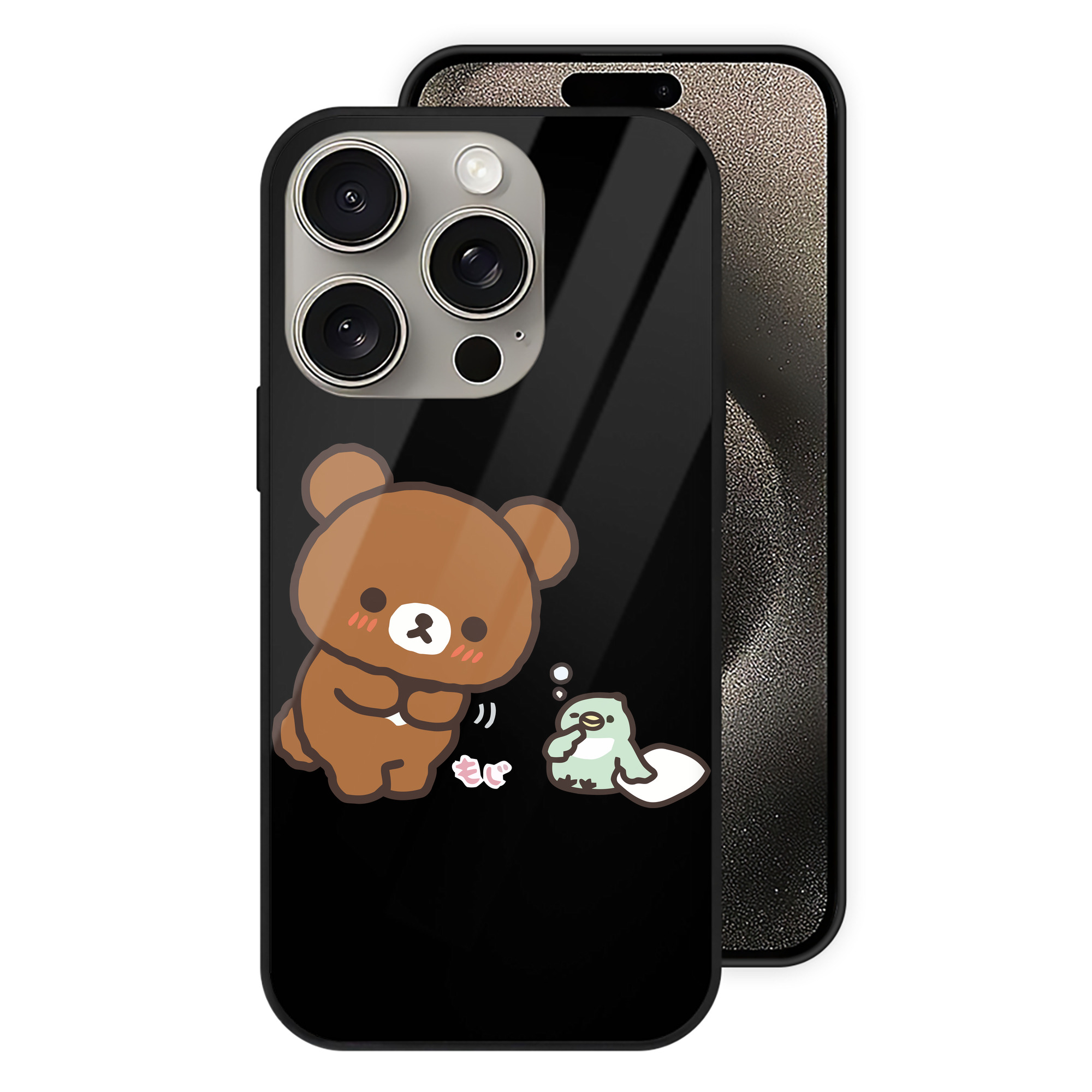 （画像用） リラックマ リラックマ キイロイトリ Rilakkuma Korilakkuma Kiiroitori 【iPhone15Pro対応】スマホケース 耐衝撃＆黄変防止 背面ガラス