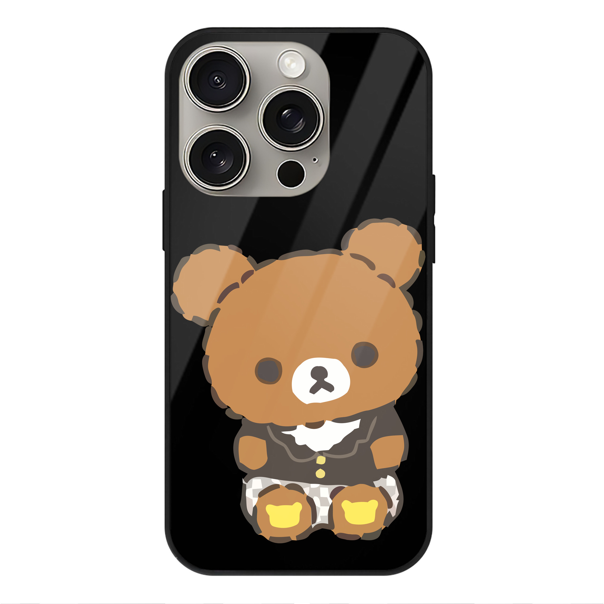 （画像用） リラックマ リラックマ キイロイトリ Rilakkuma Korilakkuma Kiiroitori 【iPhone15Pro対応】スマホケース 耐衝撃＆黄変防止 背面ガラス
