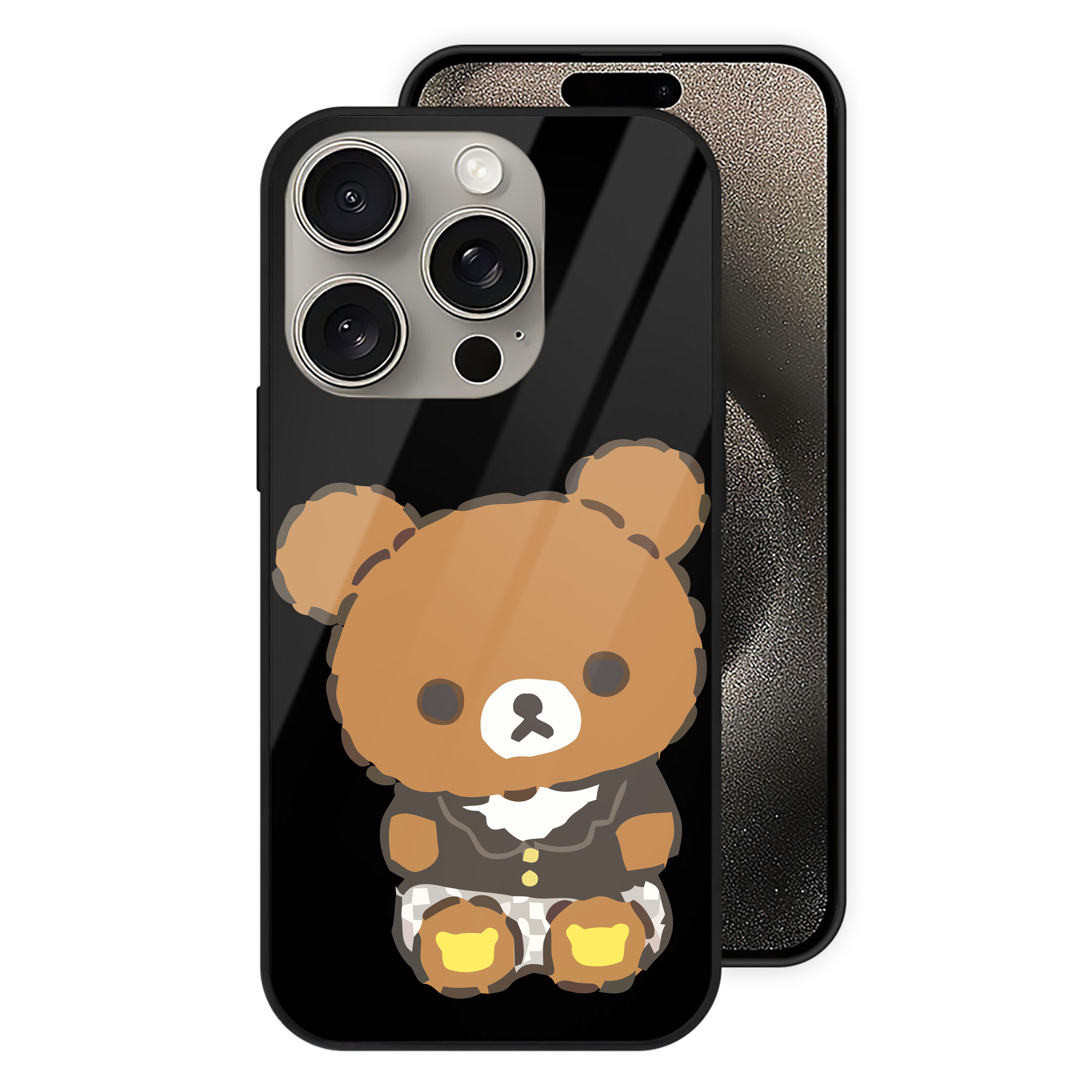 （画像用） リラックマ リラックマ キイロイトリ Rilakkuma Korilakkuma Kiiroitori 【iPhone15Pro対応】スマホケース 耐衝撃＆黄変防止 背面ガラス