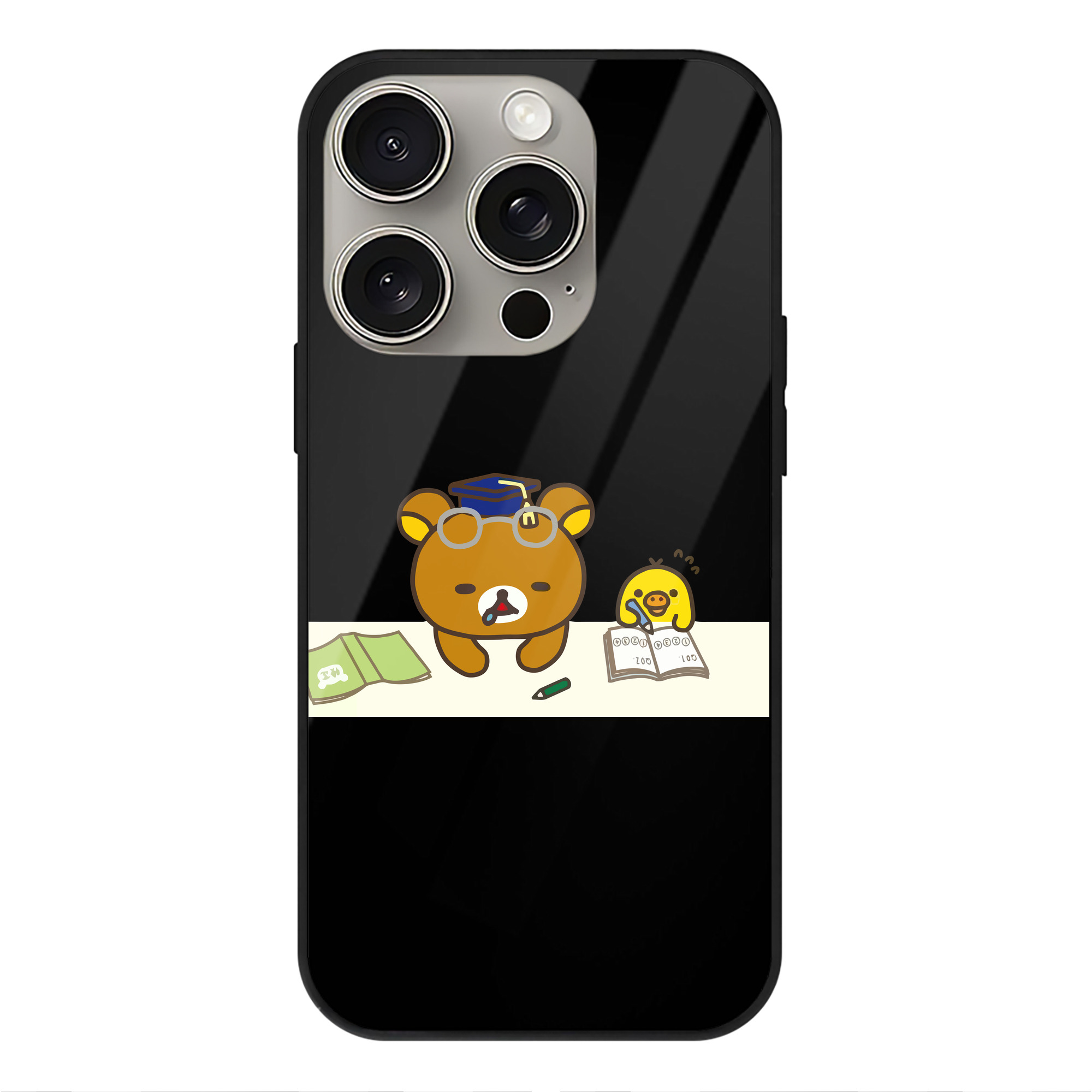 （画像用） リラックマ リラックマ キイロイトリ Rilakkuma Korilakkuma Kiiroitori 【iPhone15Pro対応】スマホケース 耐衝撃＆黄変防止 背面ガラス