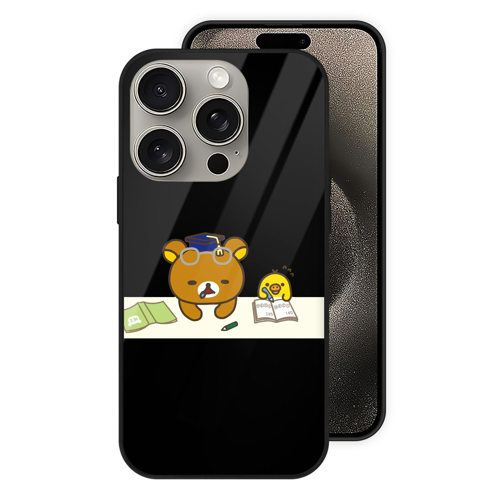 （画像用） リラックマ リラックマ キイロイトリ Rilakkuma Korilakkuma Kiiroitori 【iPhone15Pro対応】スマホケース 耐衝撃＆黄変防止 背面ガラス