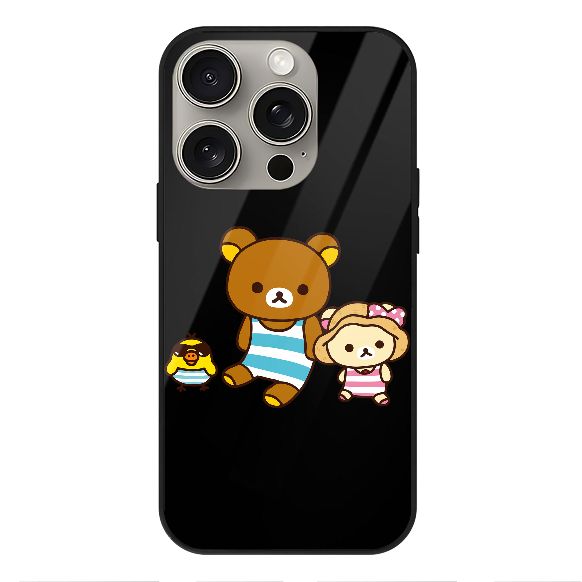 （画像用） リラックマ リラックマ キイロイトリ Rilakkuma Korilakkuma Kiiroitori 【iPhone15Pro対応】スマホケース 耐衝撃＆黄変防止 背面ガラス