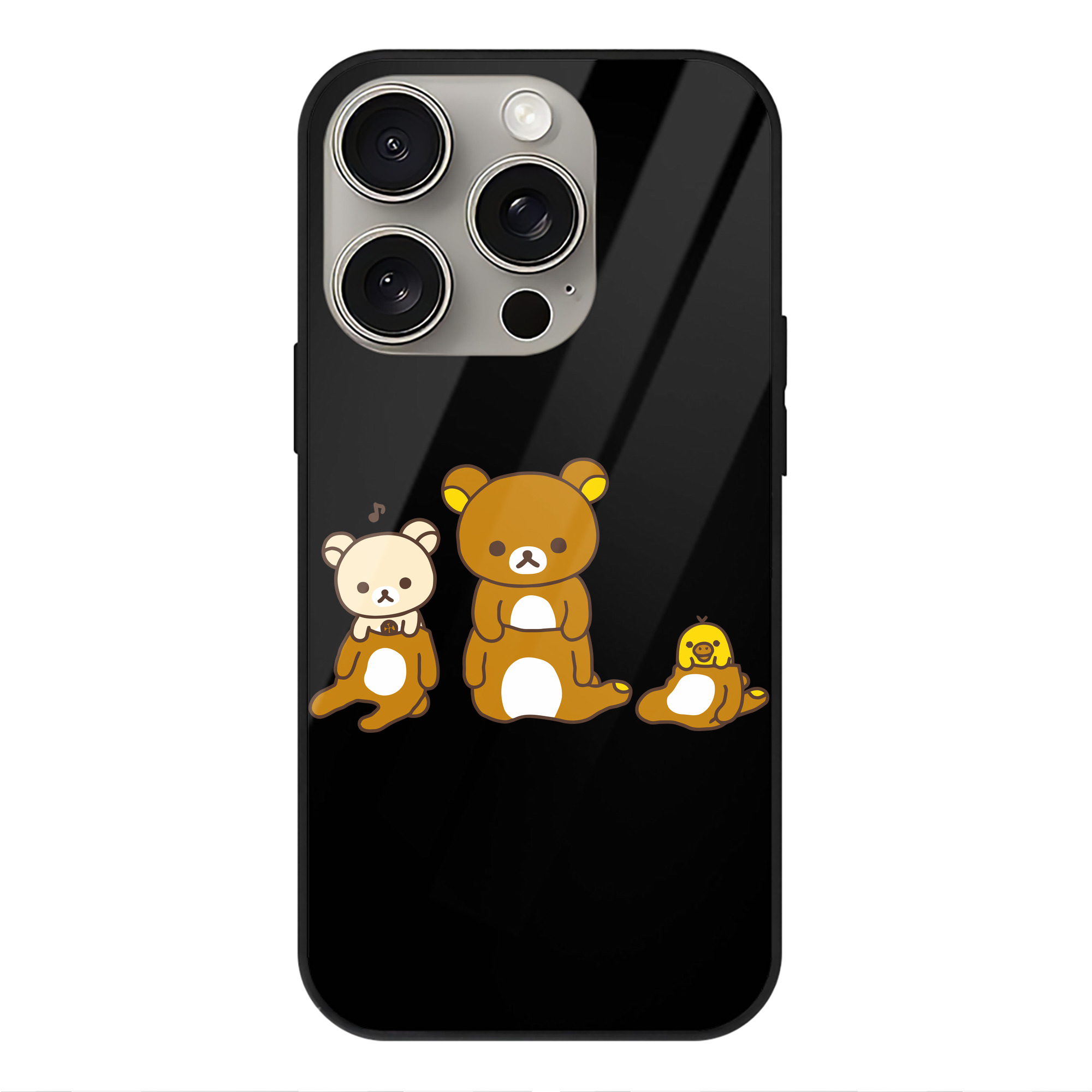 （画像用） リラックマ リラックマ キイロイトリ Rilakkuma Korilakkuma Kiiroitori 【iPhone15Pro対応】スマホケース 耐衝撃＆黄変防止 背面ガラス