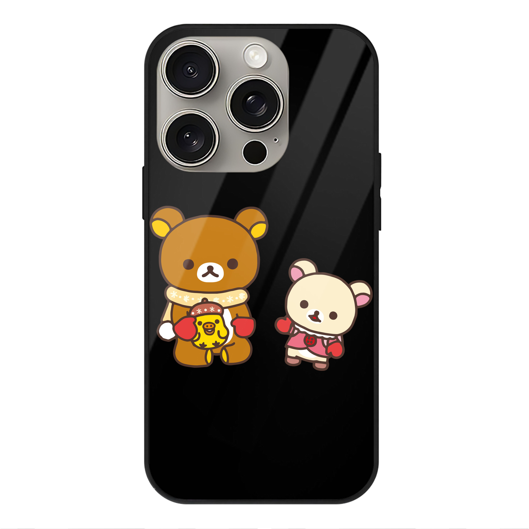 （画像用） リラックマ リラックマ キイロイトリ Rilakkuma Korilakkuma Kiiroitori 【iPhone15Pro対応】スマホケース 耐衝撃＆黄変防止 背面ガラス