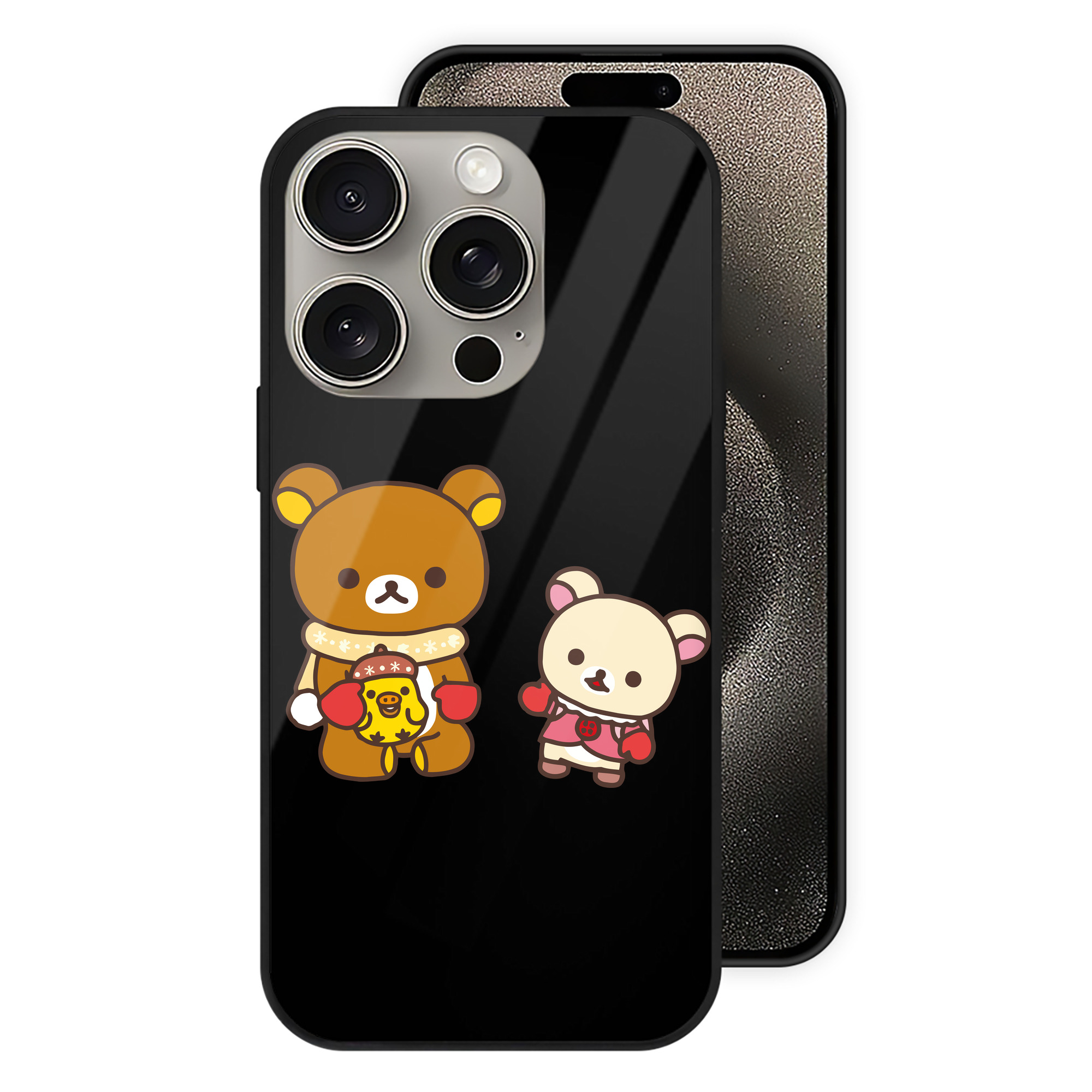 （画像用） リラックマ リラックマ キイロイトリ Rilakkuma Korilakkuma Kiiroitori 【iPhone15Pro対応】スマホケース 耐衝撃＆黄変防止 背面ガラス