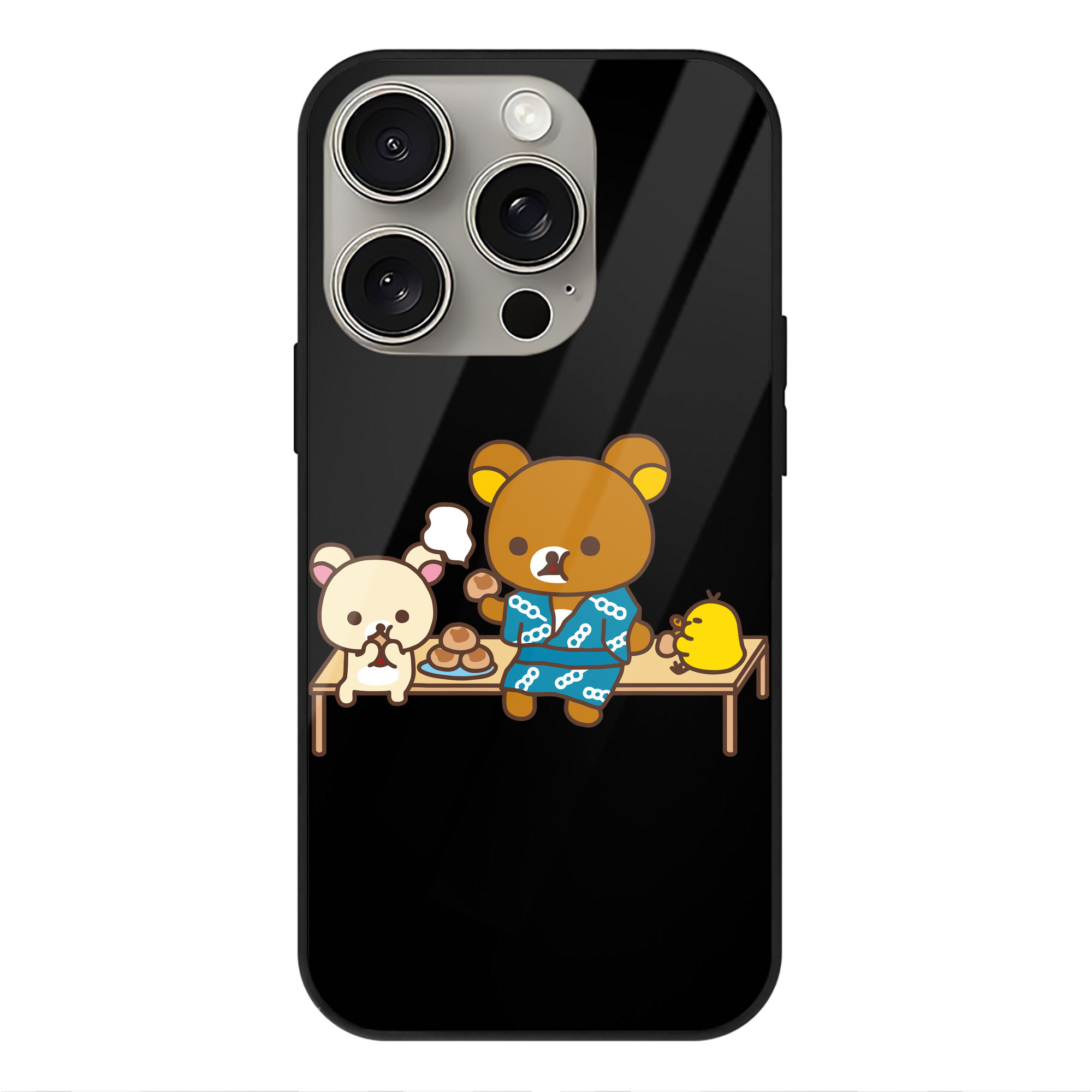 （画像用） リラックマ リラックマ キイロイトリ Rilakkuma Korilakkuma Kiiroitori 【iPhone15Pro対応】スマホケース 耐衝撃＆黄変防止 背面ガラス