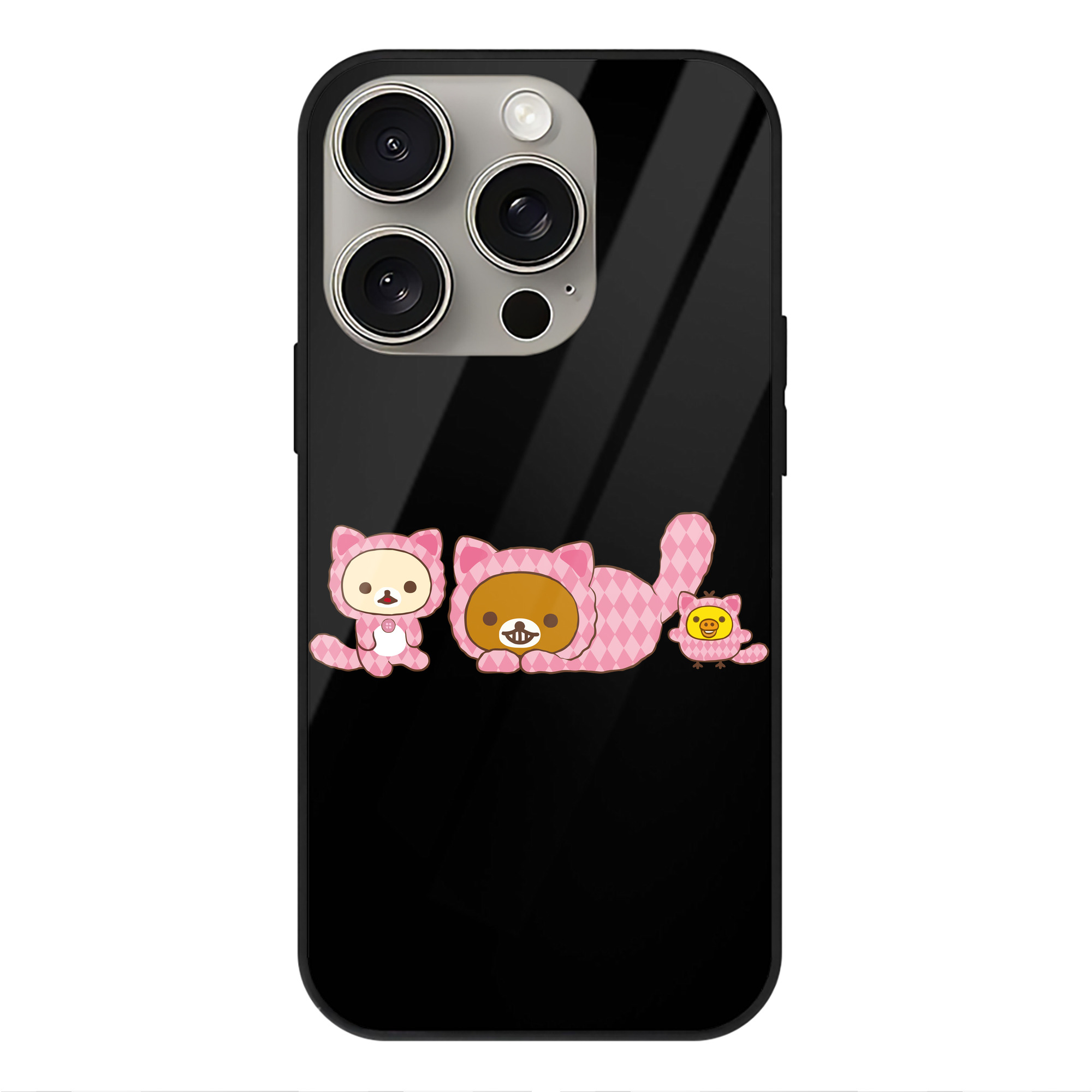 （画像用） リラックマ リラックマ キイロイトリ Rilakkuma Korilakkuma Kiiroitori 【iPhone15Pro対応】スマホケース 耐衝撃＆黄変防止 背面ガラス