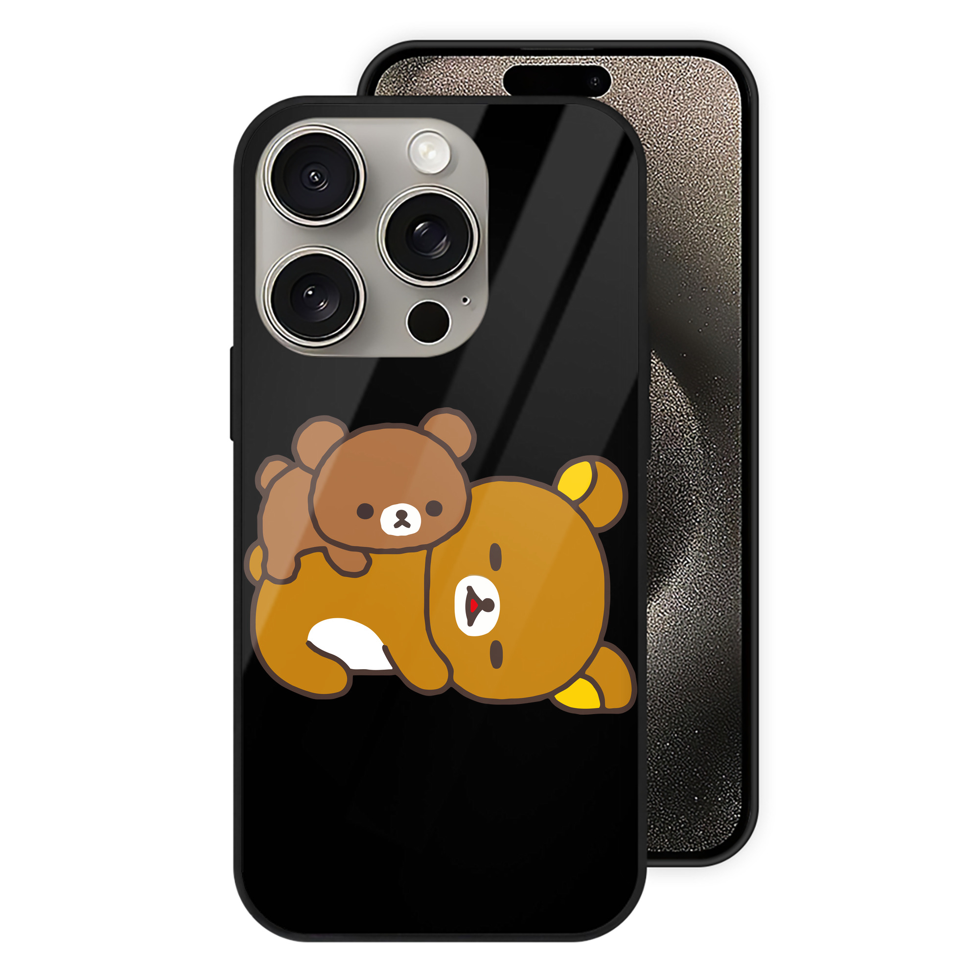 （画像用） リラックマ リラックマ キイロイトリ Rilakkuma Korilakkuma Kiiroitori 【iPhone15Pro対応】スマホケース 耐衝撃＆黄変防止 背面ガラス