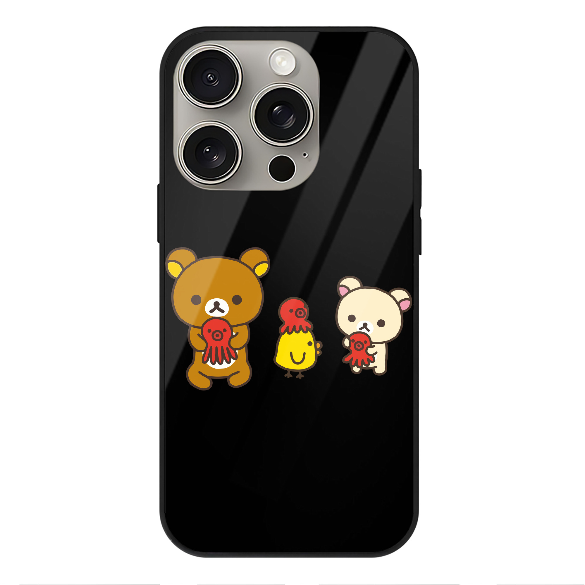 （画像用） リラックマ リラックマ キイロイトリ Rilakkuma Korilakkuma Kiiroitori 【iPhone15Pro対応】スマホケース 耐衝撃＆黄変防止 背面ガラス