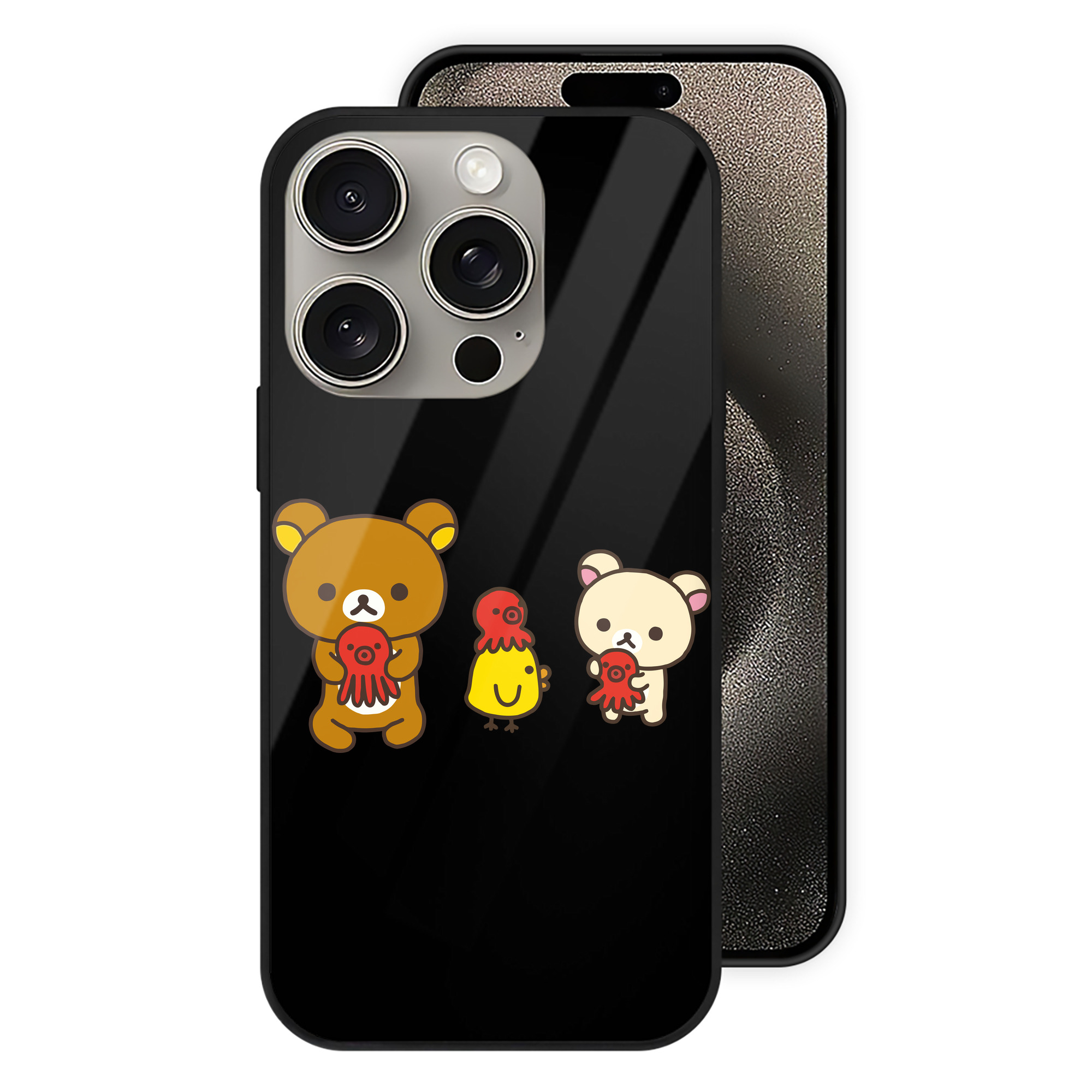 （画像用） リラックマ リラックマ キイロイトリ Rilakkuma Korilakkuma Kiiroitori 【iPhone15Pro対応】スマホケース 耐衝撃＆黄変防止 背面ガラス