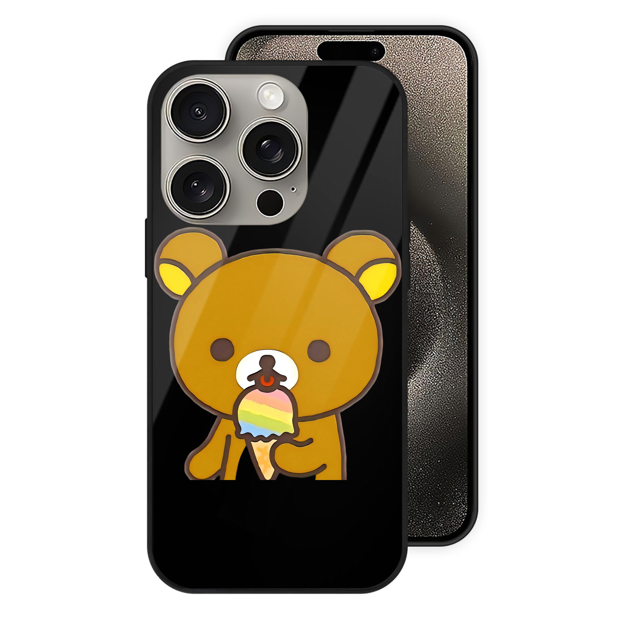（画像用） リラックマ リラックマ キイロイトリ Rilakkuma Korilakkuma Kiiroitori 【iPhone15Pro対応】スマホケース 耐衝撃＆黄変防止 背面ガラス