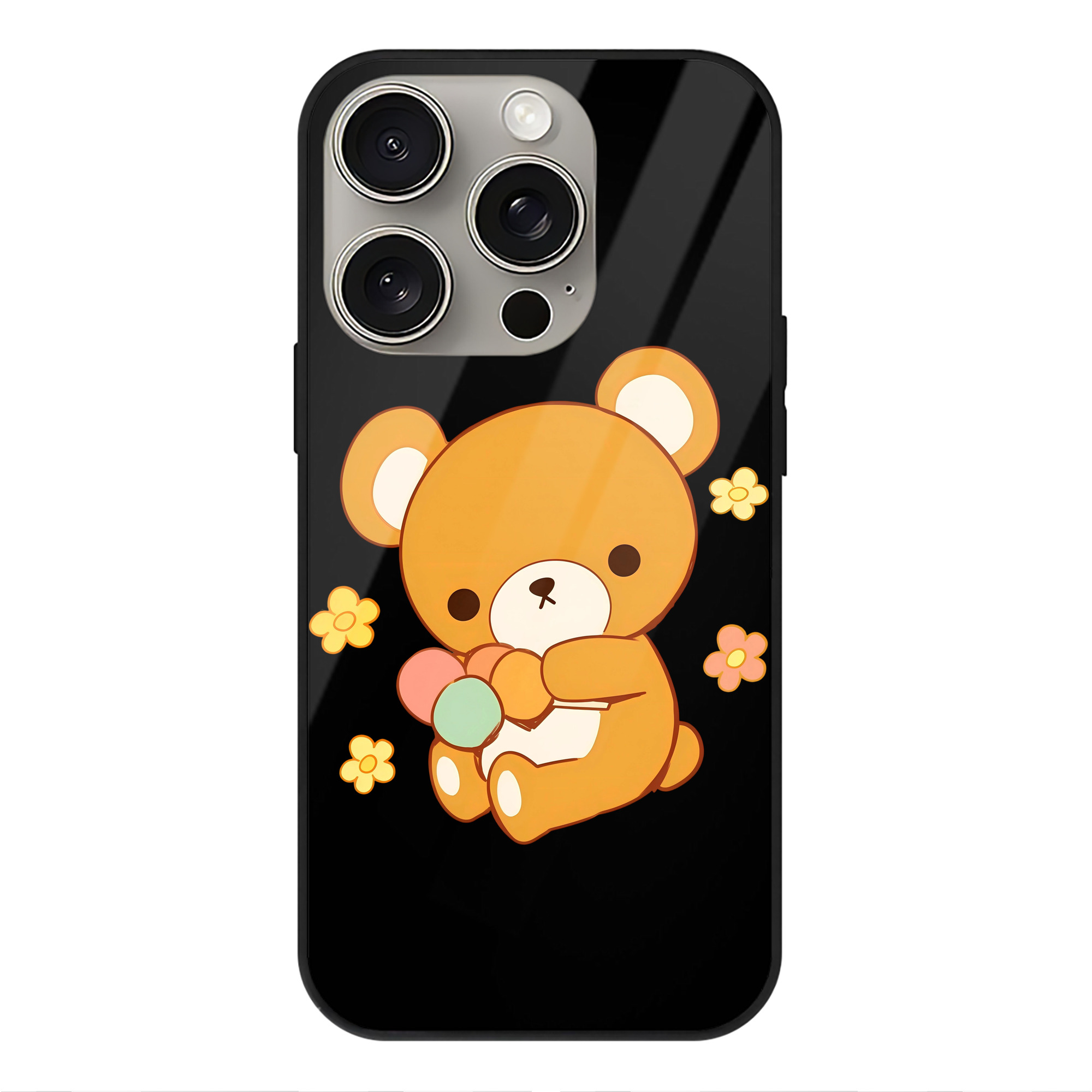 （画像用） リラックマ リラックマ キイロイトリ Rilakkuma Korilakkuma Kiiroitori 【iPhone15Pro対応】スマホケース 耐衝撃＆黄変防止 背面ガラス