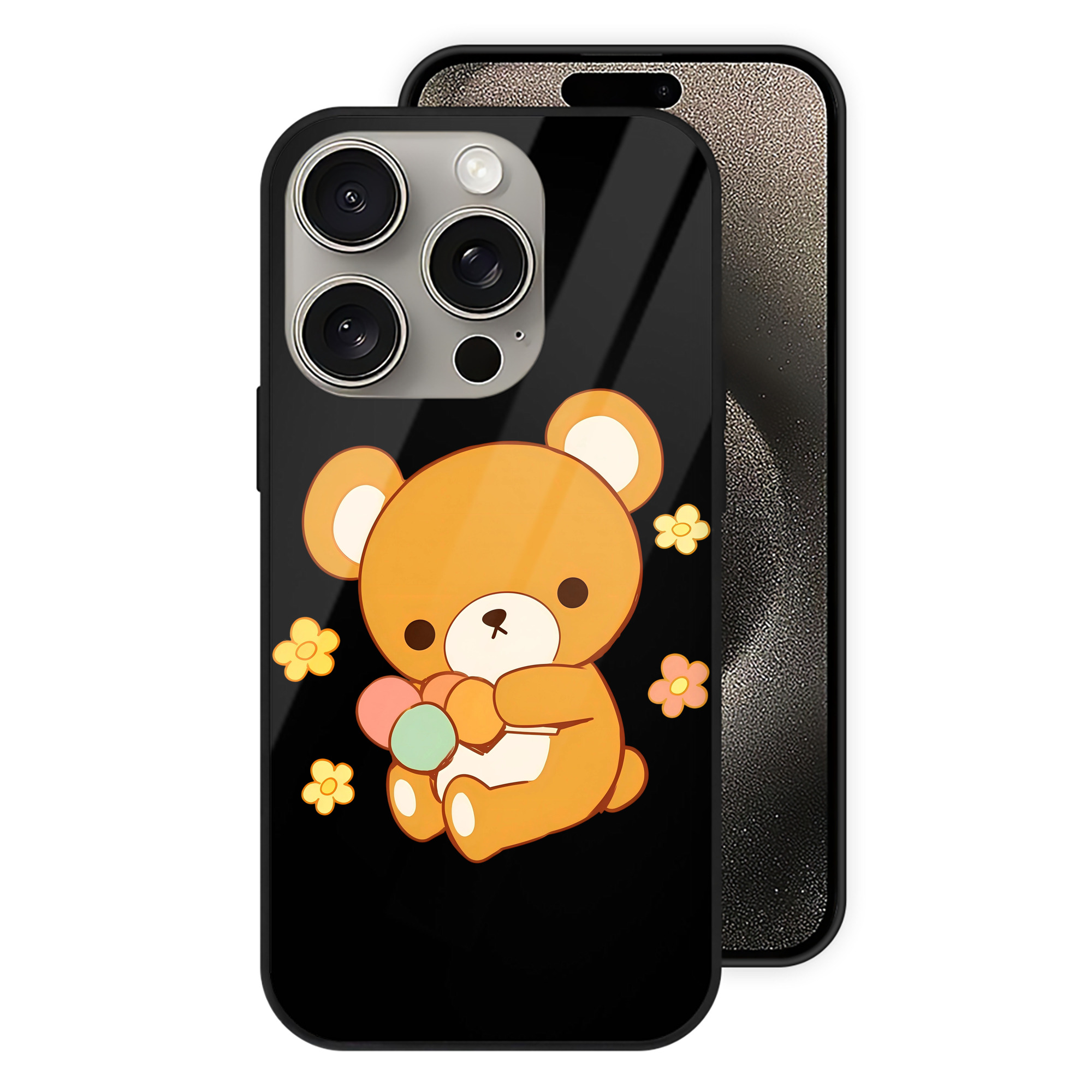 （画像用） リラックマ リラックマ キイロイトリ Rilakkuma Korilakkuma Kiiroitori 【iPhone15Pro対応】スマホケース 耐衝撃＆黄変防止 背面ガラス