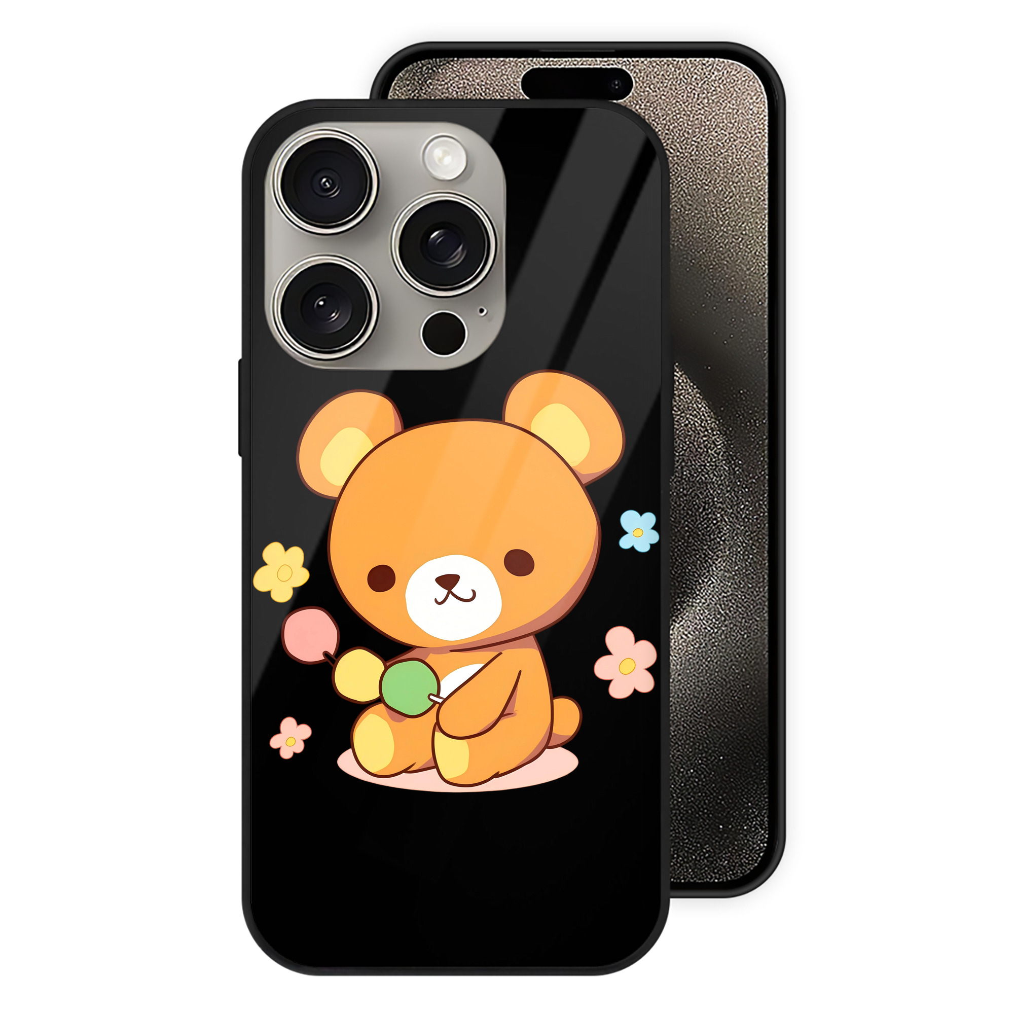 （画像用） リラックマ リラックマ キイロイトリ Rilakkuma Korilakkuma Kiiroitori 【iPhone15Pro対応】スマホケース 耐衝撃＆黄変防止 背面ガラス