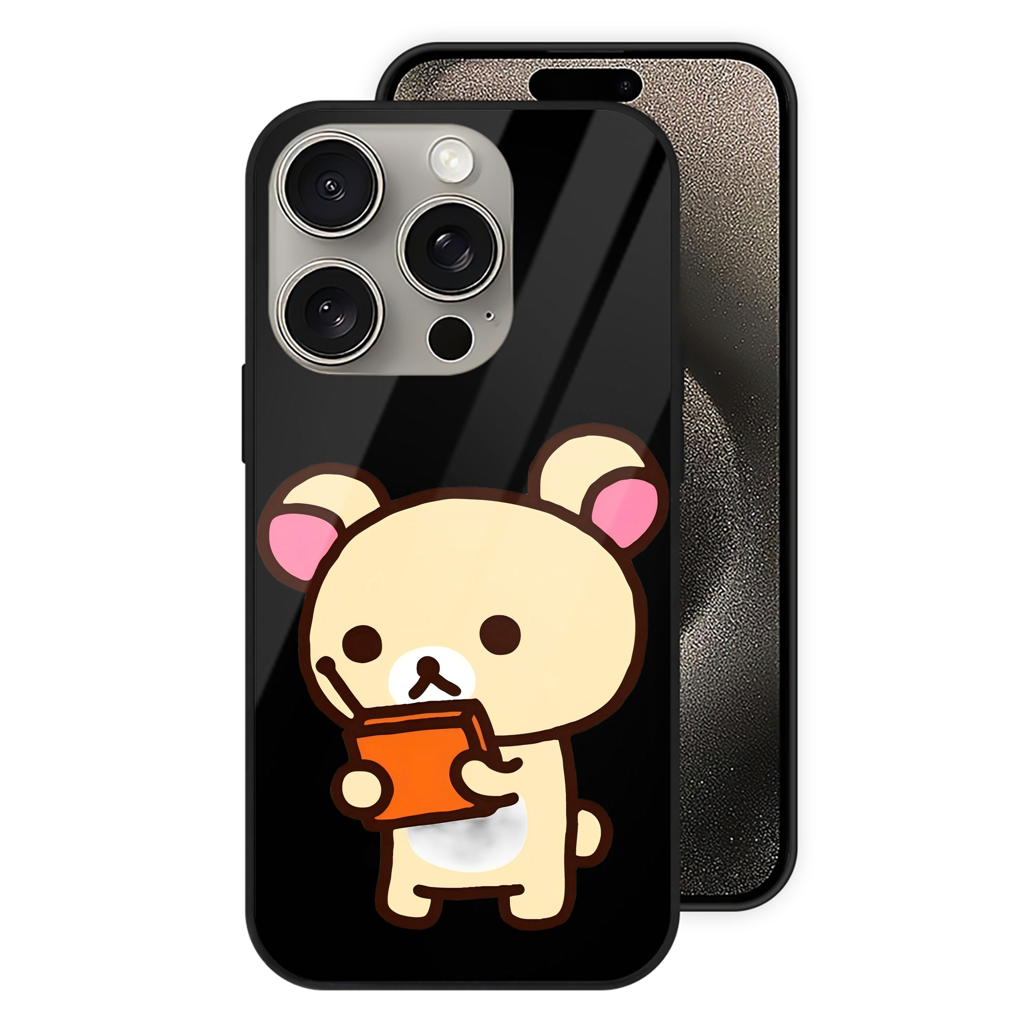 （画像用） リラックマ リラックマ キイロイトリ Rilakkuma Korilakkuma Kiiroitori 【iPhone15Pro対応】スマホケース 耐衝撃＆黄変防止 背面ガラス