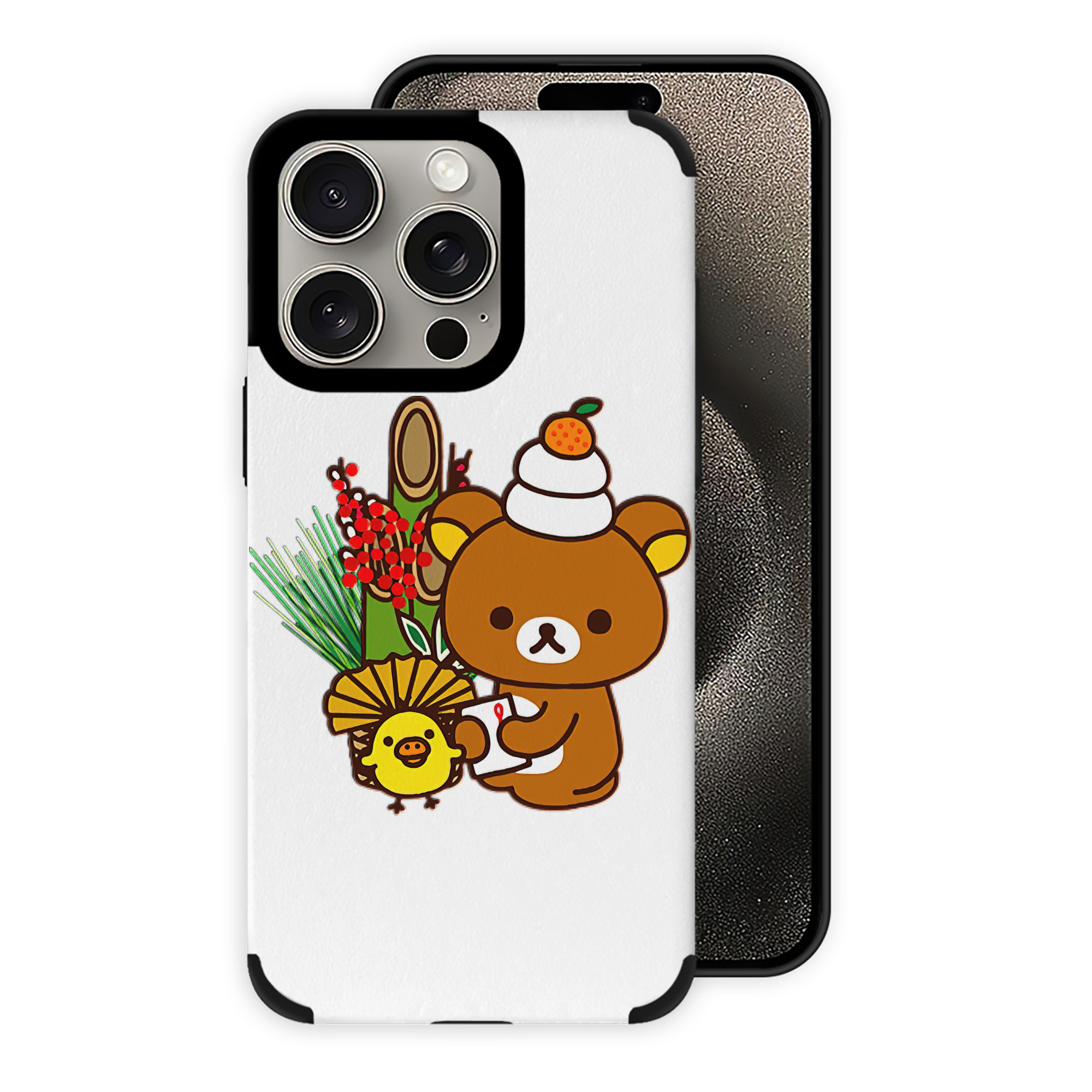（画像用） リラックマ リラックマ キイロイトリ Rilakkuma Korilakkuma Kiiroitori 【iPhone15ProMax対応】 PUレザー スマホケース 耐衝撃＆黄変防止