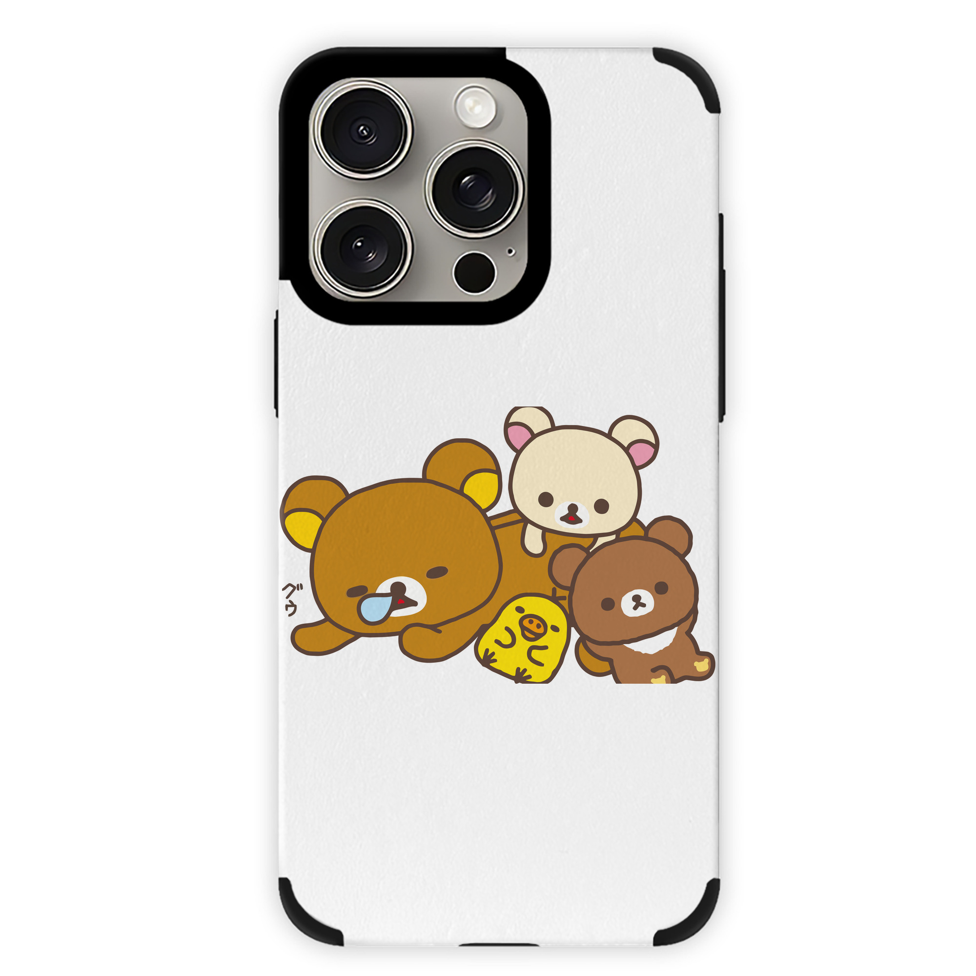 （画像用） リラックマ リラックマ キイロイトリ Rilakkuma Korilakkuma Kiiroitori 【iPhone15ProMax対応】 PUレザー スマホケース 耐衝撃＆黄変防止