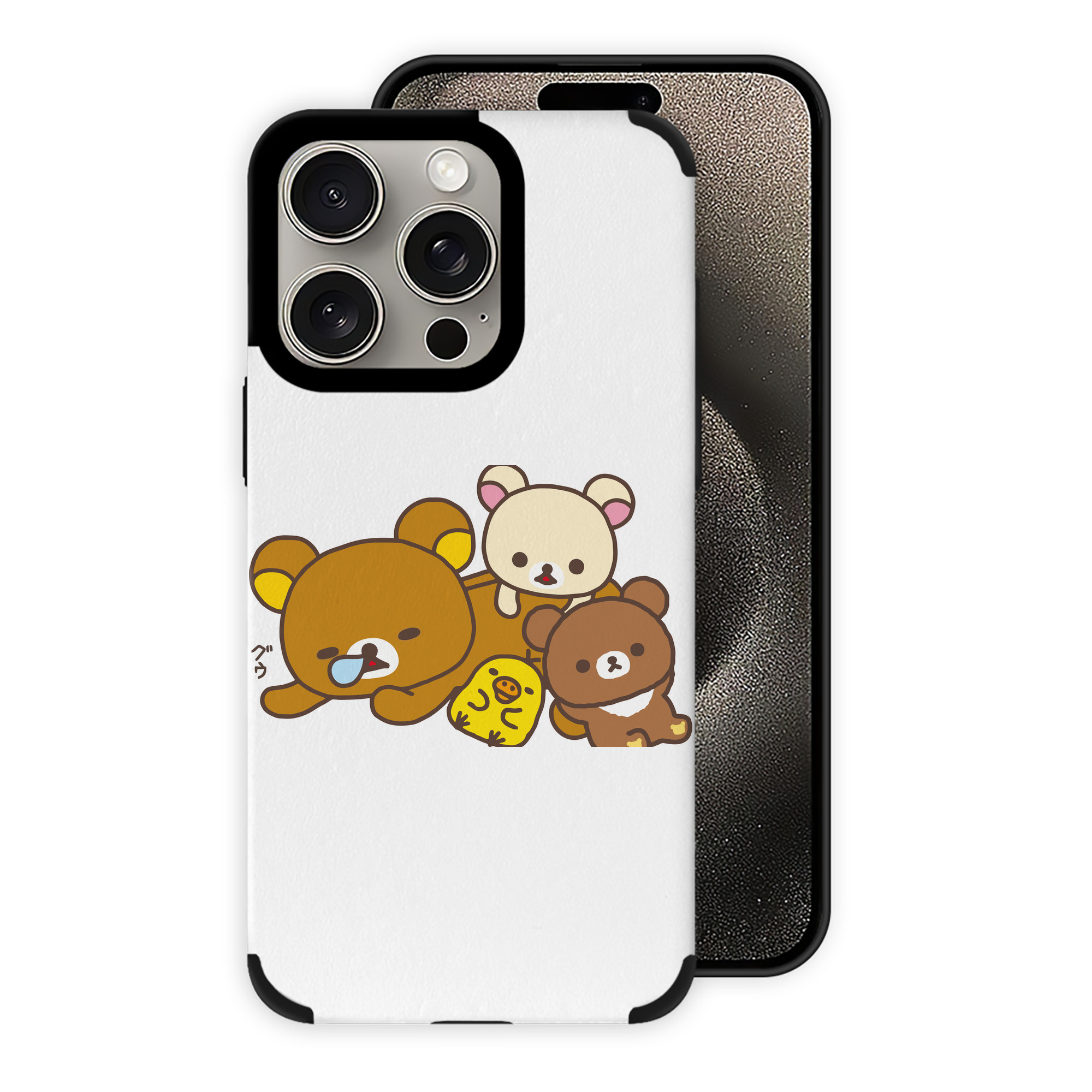 （画像用） リラックマ リラックマ キイロイトリ Rilakkuma Korilakkuma Kiiroitori 【iPhone15ProMax対応】 PUレザー スマホケース 耐衝撃＆黄変防止