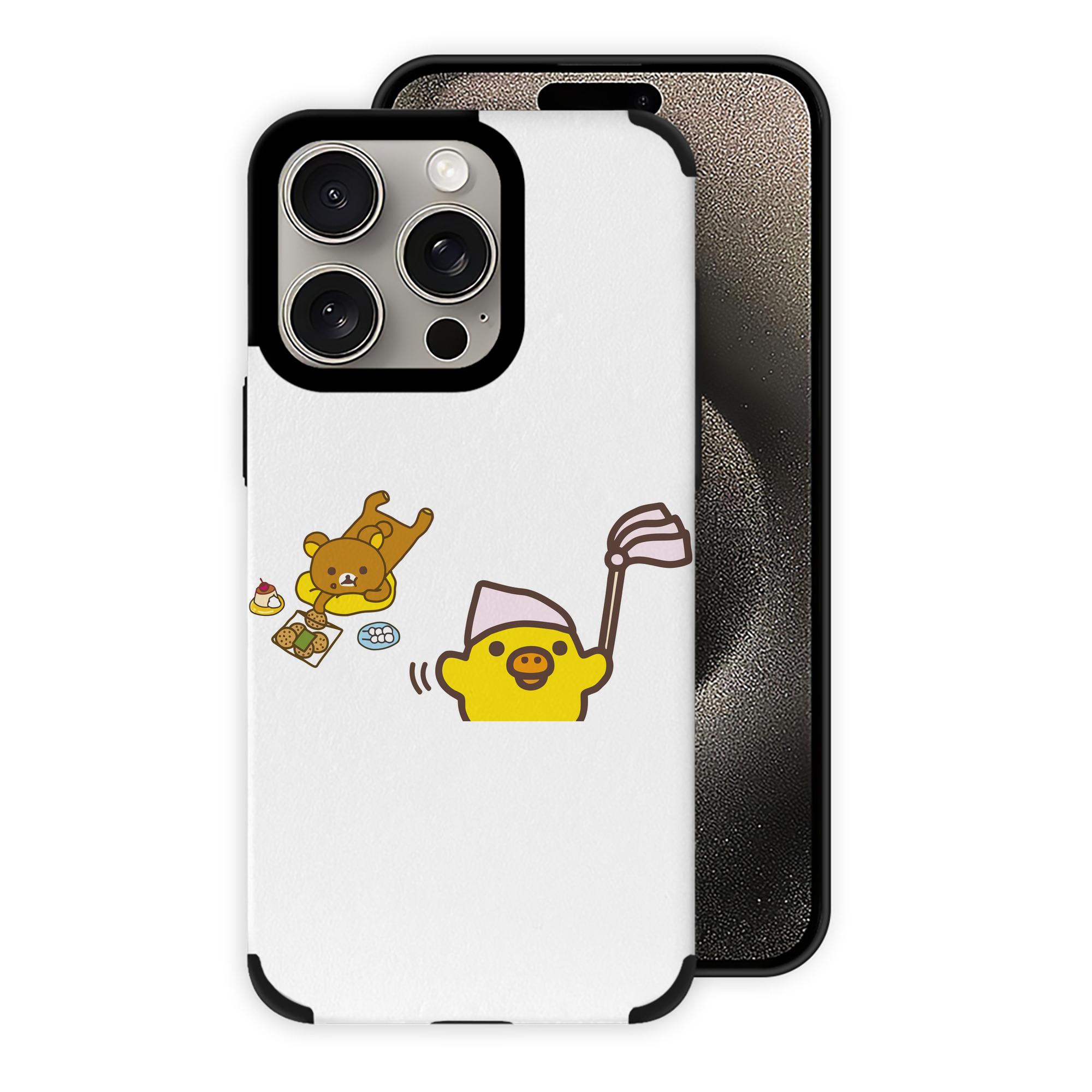 （画像用） リラックマ リラックマ キイロイトリ Rilakkuma Korilakkuma Kiiroitori 【iPhone15ProMax対応】 PUレザー スマホケース 耐衝撃＆黄変防止