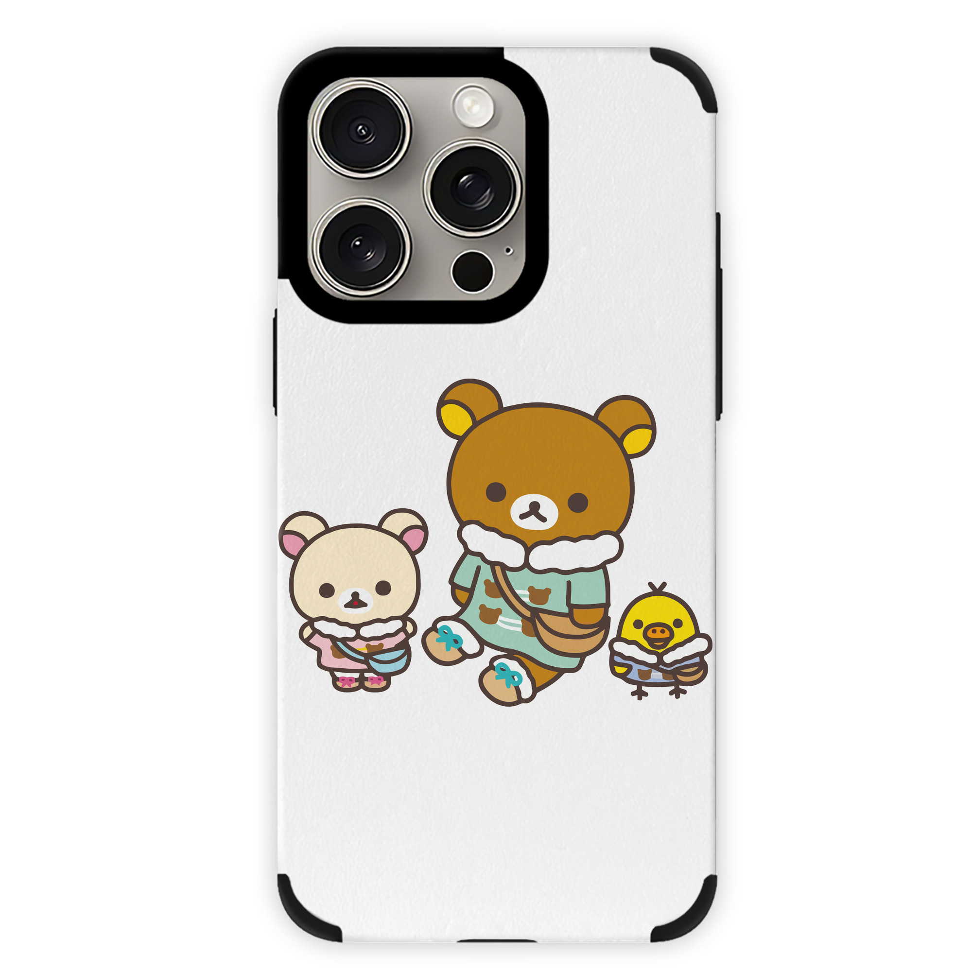 （画像用） リラックマ リラックマ キイロイトリ Rilakkuma Korilakkuma Kiiroitori 【iPhone15ProMax対応】 PUレザー スマホケース 耐衝撃＆黄変防止