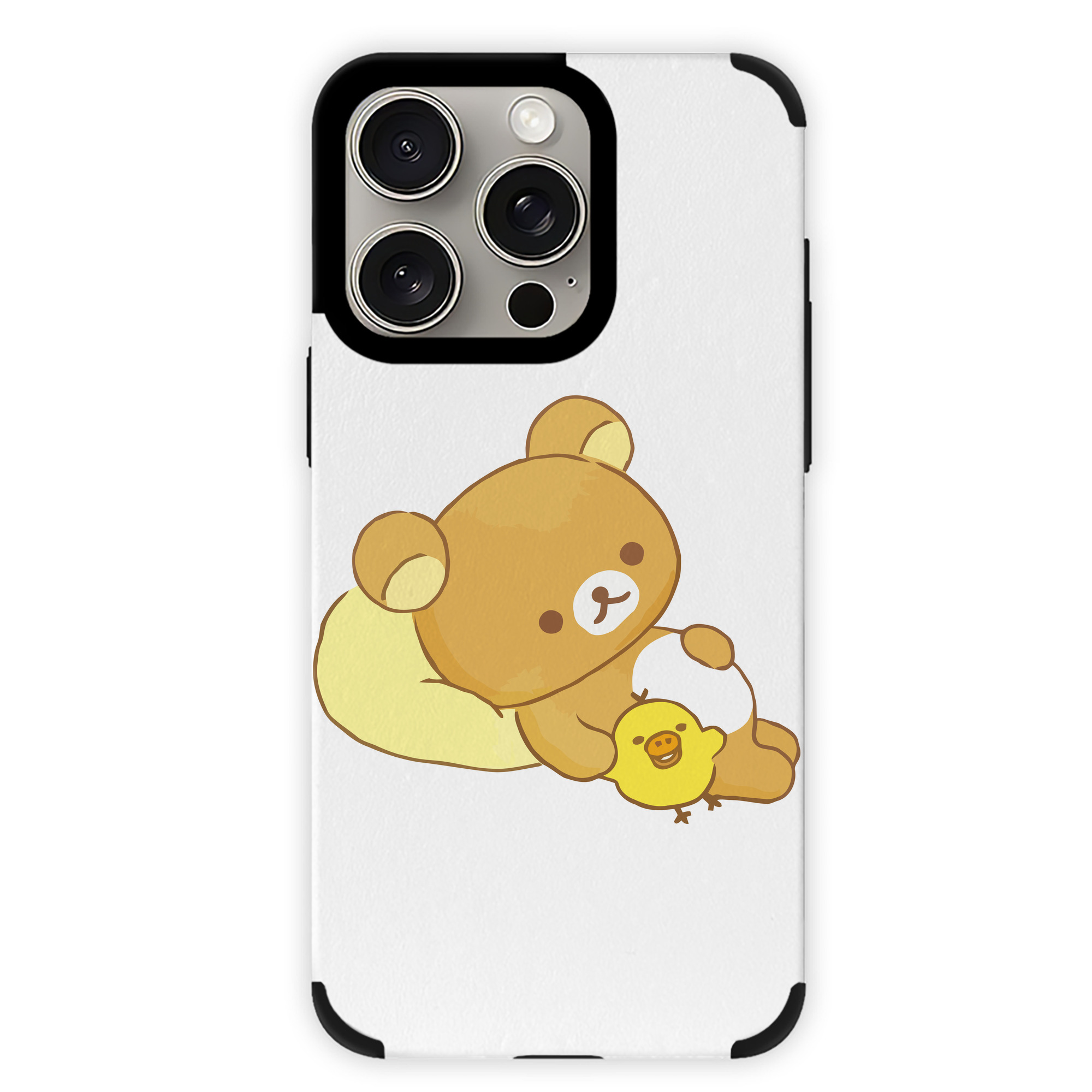 （画像用） リラックマ リラックマ キイロイトリ Rilakkuma Korilakkuma Kiiroitori 【iPhone15ProMax対応】 PUレザー スマホケース 耐衝撃＆黄変防止