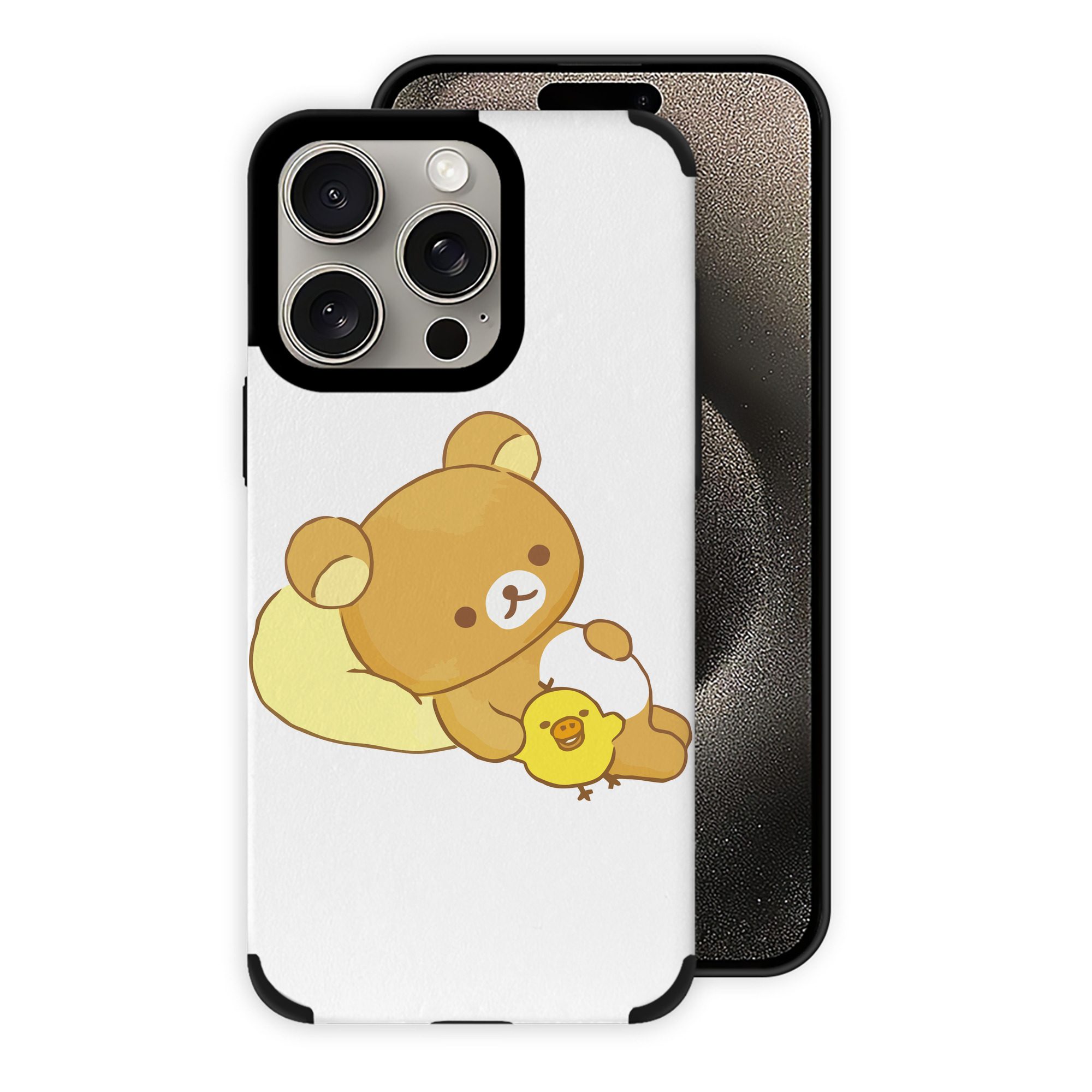 （画像用） リラックマ リラックマ キイロイトリ Rilakkuma Korilakkuma Kiiroitori 【iPhone15ProMax対応】 PUレザー スマホケース 耐衝撃＆黄変防止