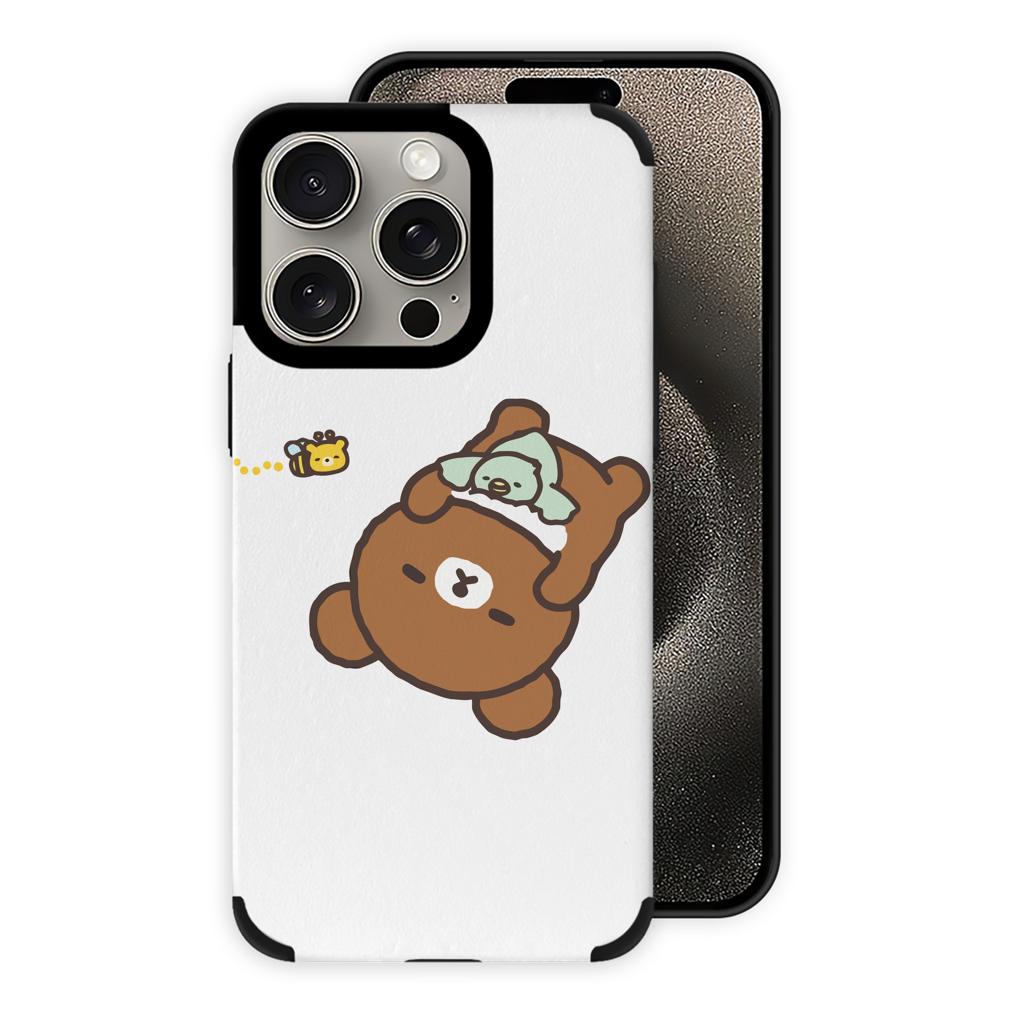 （画像用） リラックマ リラックマ キイロイトリ Rilakkuma Korilakkuma Kiiroitori 【iPhone15ProMax対応】 PUレザー スマホケース 耐衝撃＆黄変防止