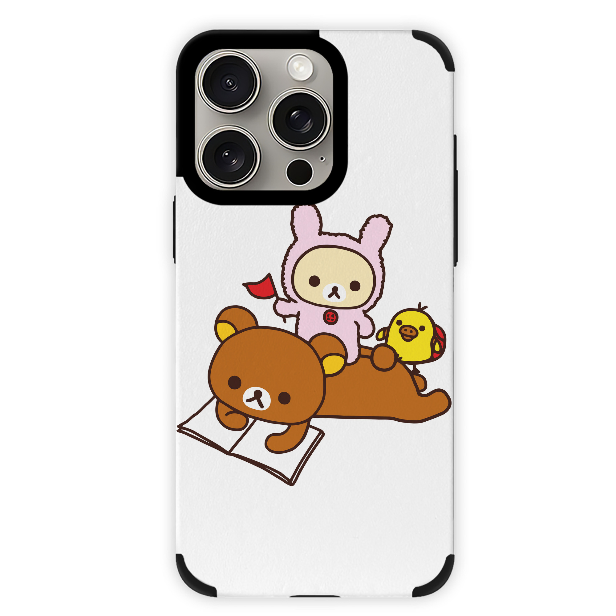 （画像用） リラックマ リラックマ キイロイトリ Rilakkuma Korilakkuma Kiiroitori 【iPhone15ProMax対応】 PUレザー スマホケース 耐衝撃＆黄変防止