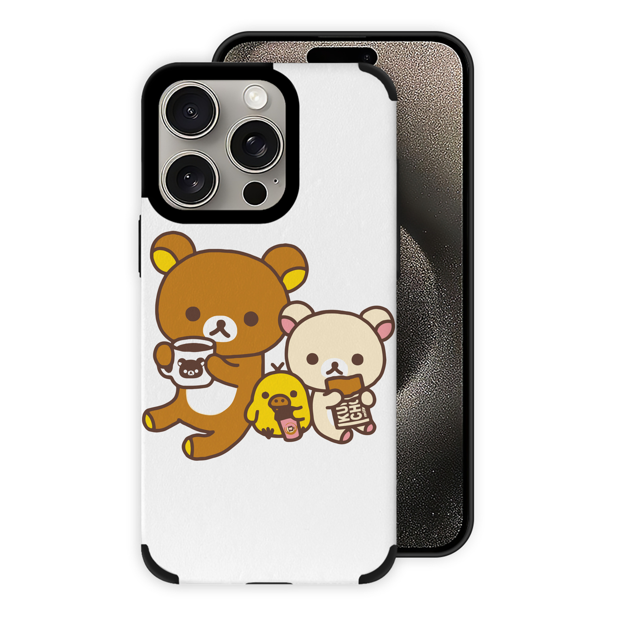 （画像用） リラックマ リラックマ キイロイトリ Rilakkuma Korilakkuma Kiiroitori 【iPhone15ProMax対応】 PUレザー スマホケース 耐衝撃＆黄変防止