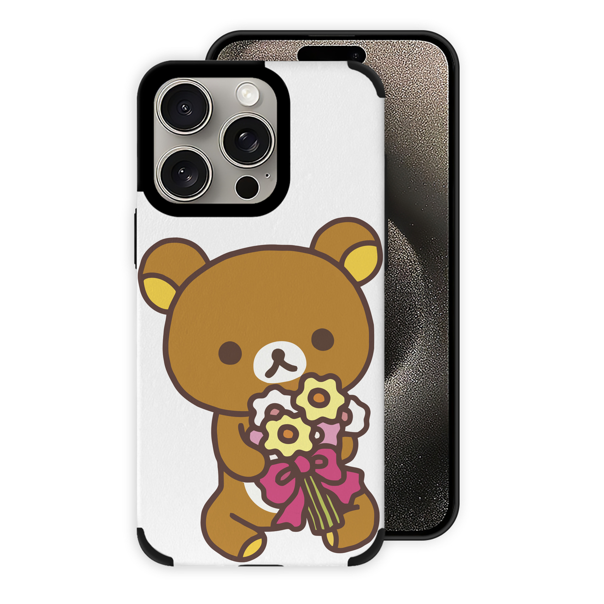 （画像用） リラックマ リラックマ キイロイトリ Rilakkuma Korilakkuma Kiiroitori 【iPhone15ProMax対応】 PUレザー スマホケース 耐衝撃＆黄変防止