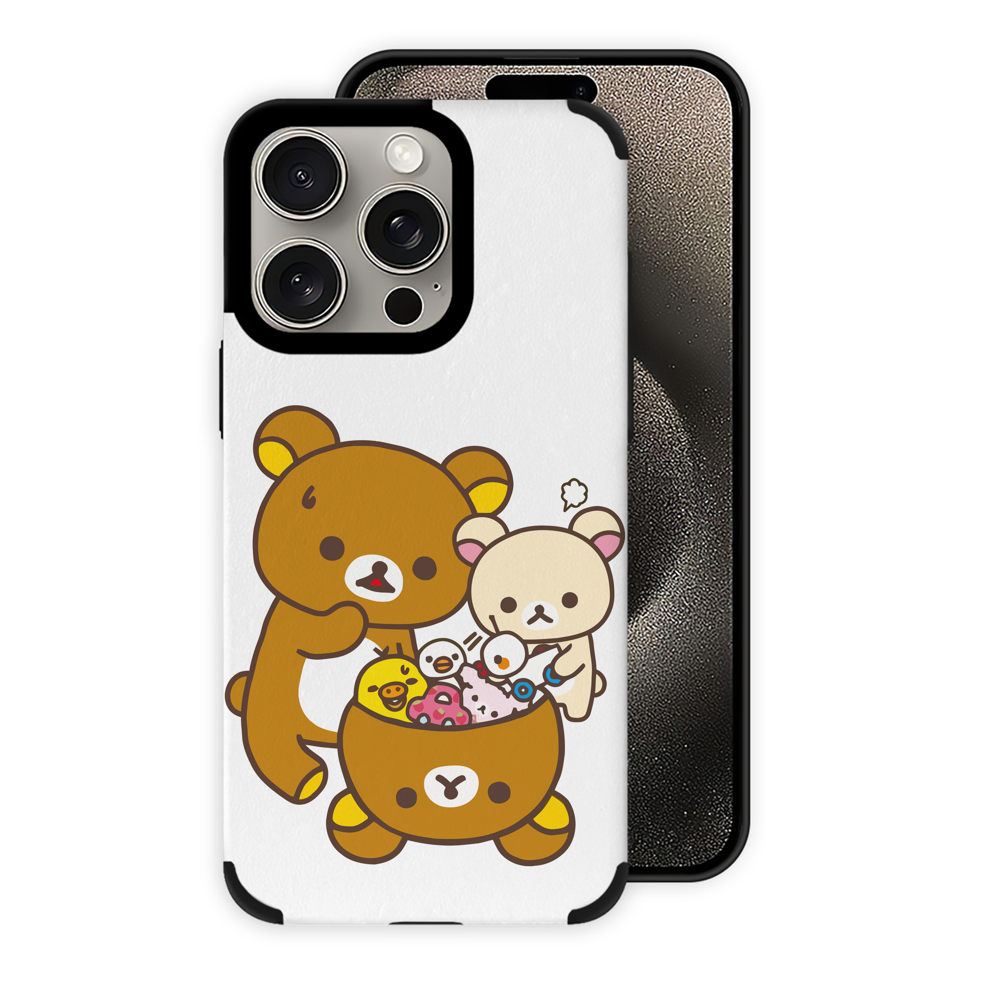 （画像用） リラックマ リラックマ キイロイトリ Rilakkuma Korilakkuma Kiiroitori 【iPhone15ProMax対応】 PUレザー スマホケース 耐衝撃＆黄変防止