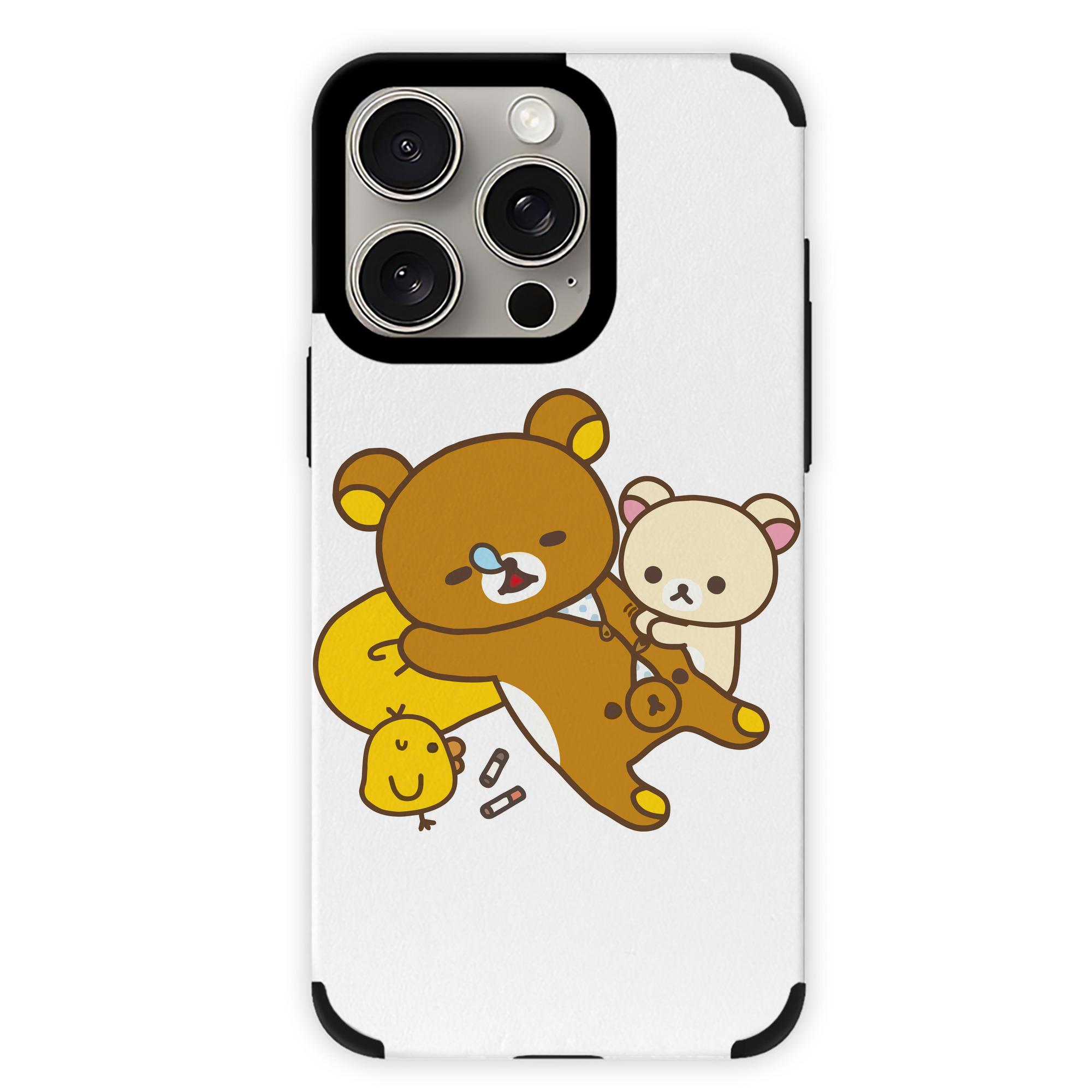 （画像用） リラックマ リラックマ キイロイトリ Rilakkuma Korilakkuma Kiiroitori 【iPhone15ProMax対応】 PUレザー スマホケース 耐衝撃＆黄変防止
