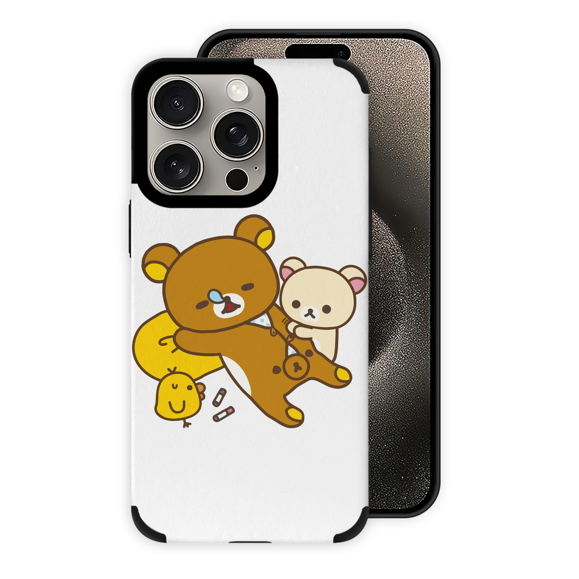 （画像用） リラックマ リラックマ キイロイトリ Rilakkuma Korilakkuma Kiiroitori 【iPhone15ProMax対応】 PUレザー スマホケース 耐衝撃＆黄変防止