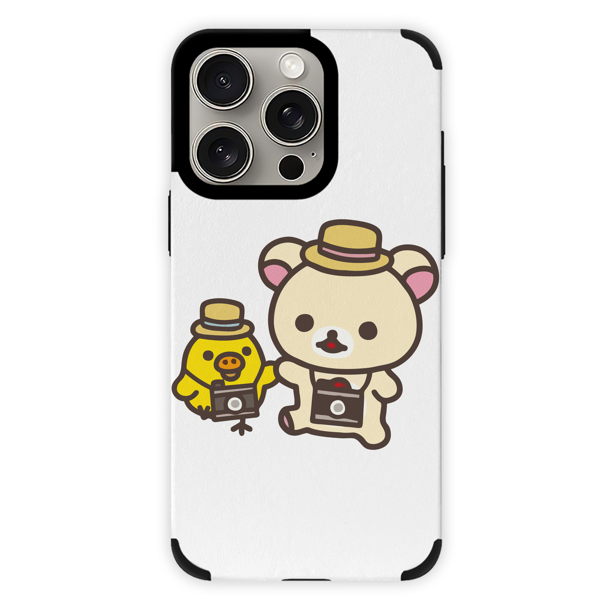 （画像用） リラックマ リラックマ キイロイトリ Rilakkuma Korilakkuma Kiiroitori 【iPhone15ProMax対応】 PUレザー スマホケース 耐衝撃＆黄変防止