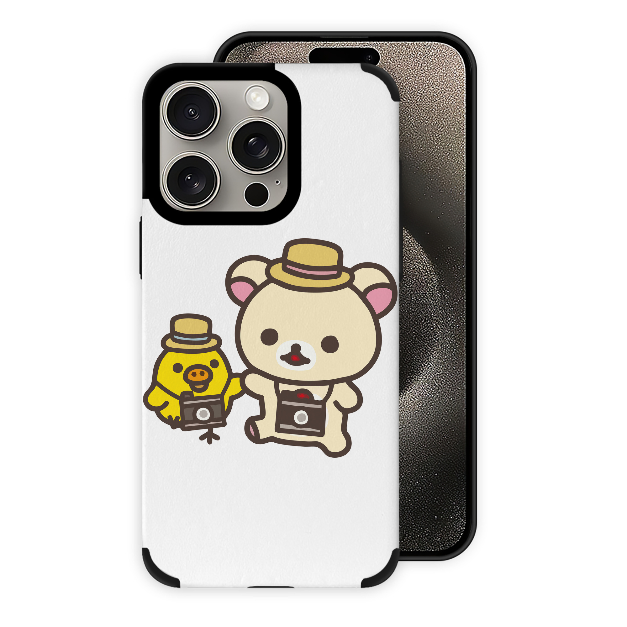 （画像用） リラックマ リラックマ キイロイトリ Rilakkuma Korilakkuma Kiiroitori 【iPhone15ProMax対応】 PUレザー スマホケース 耐衝撃＆黄変防止