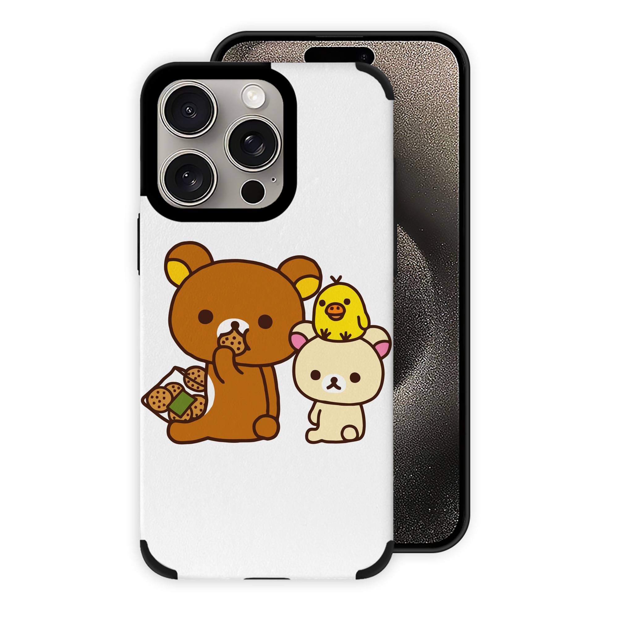 （画像用） リラックマ リラックマ キイロイトリ Rilakkuma Korilakkuma Kiiroitori 【iPhone15ProMax対応】 PUレザー スマホケース 耐衝撃＆黄変防止