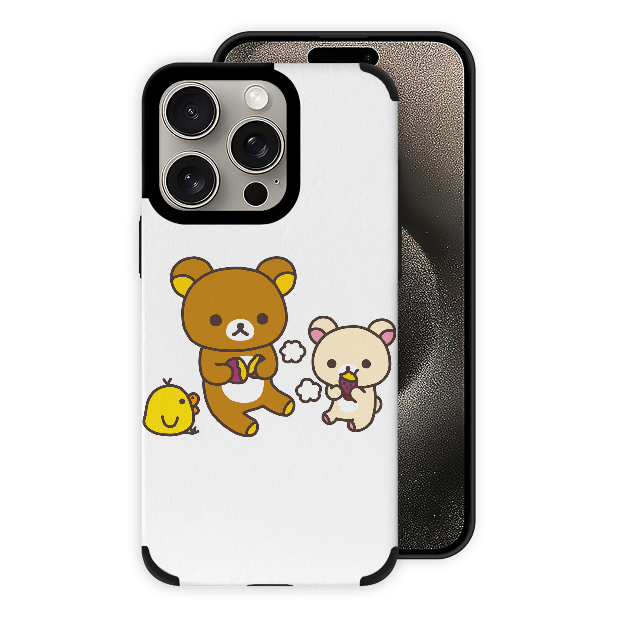 （画像用） リラックマ リラックマ キイロイトリ Rilakkuma Korilakkuma Kiiroitori 【iPhone15ProMax対応】 PUレザー スマホケース 耐衝撃＆黄変防止