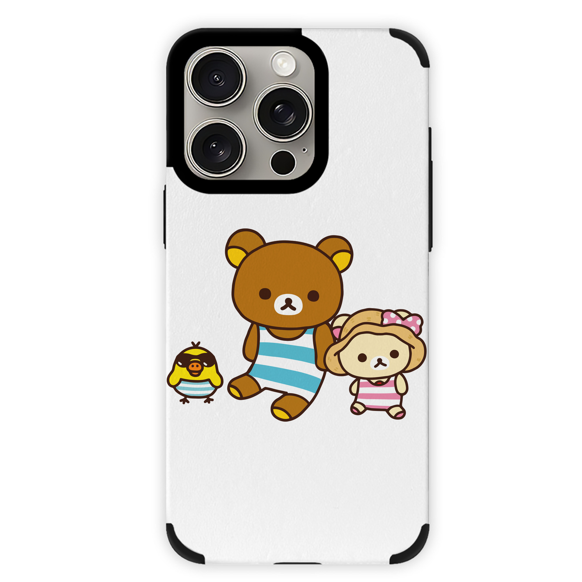 （画像用） リラックマ リラックマ キイロイトリ Rilakkuma Korilakkuma Kiiroitori 【iPhone15ProMax対応】 PUレザー スマホケース 耐衝撃＆黄変防止