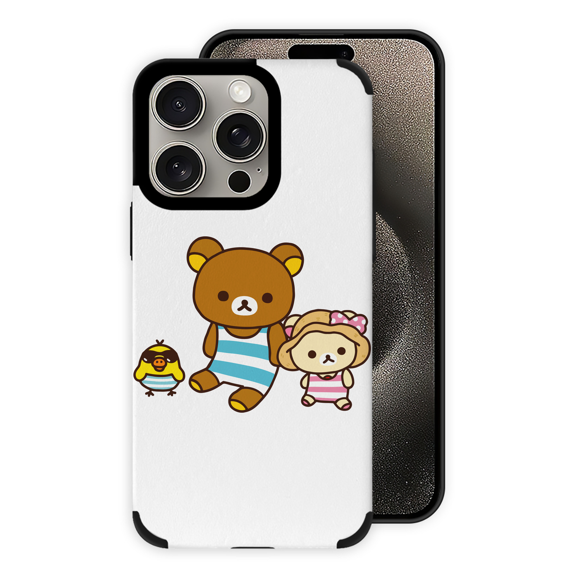 （画像用） リラックマ リラックマ キイロイトリ Rilakkuma Korilakkuma Kiiroitori 【iPhone15ProMax対応】 PUレザー スマホケース 耐衝撃＆黄変防止