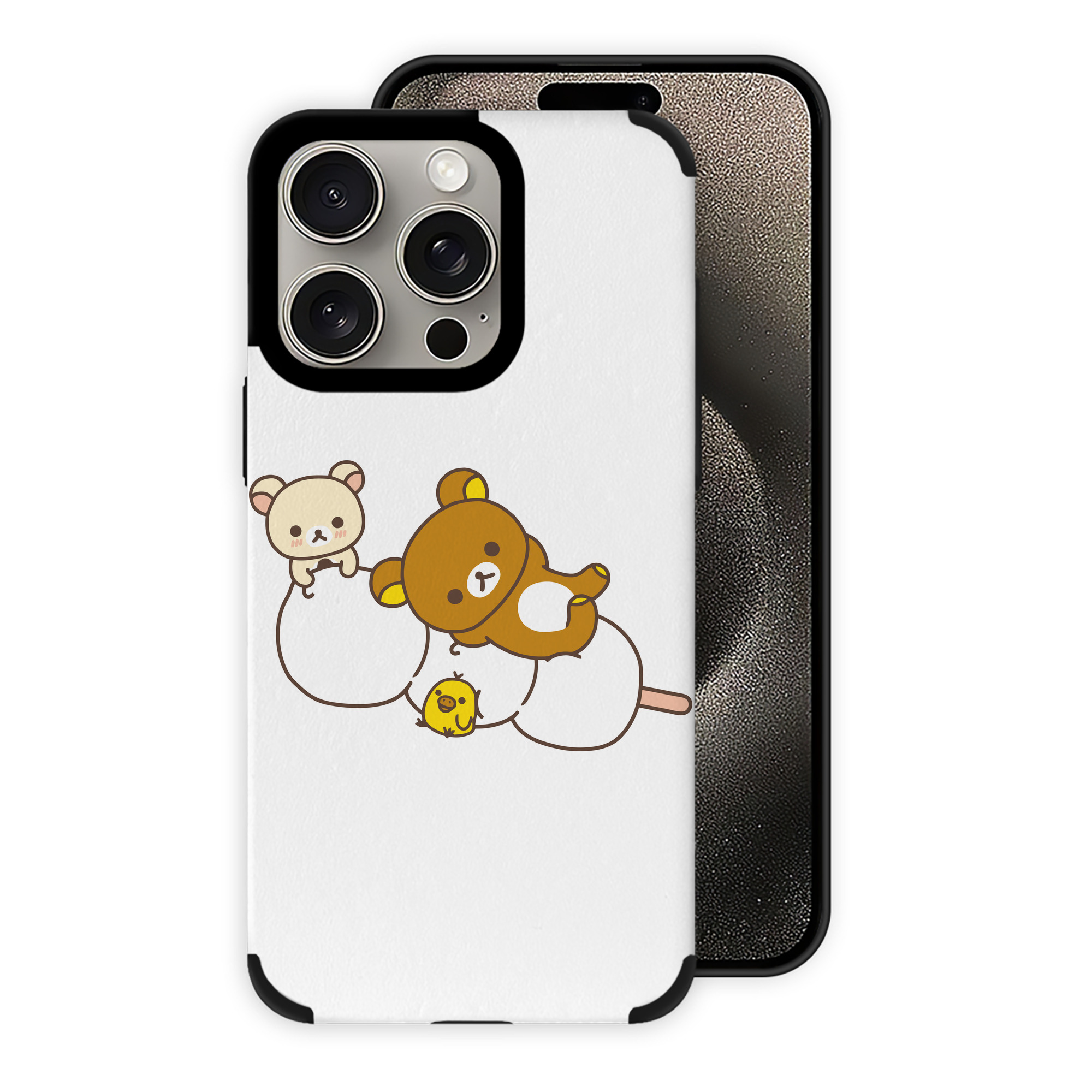 （画像用） リラックマ リラックマ キイロイトリ Rilakkuma Korilakkuma Kiiroitori 【iPhone15ProMax対応】 PUレザー スマホケース 耐衝撃＆黄変防止