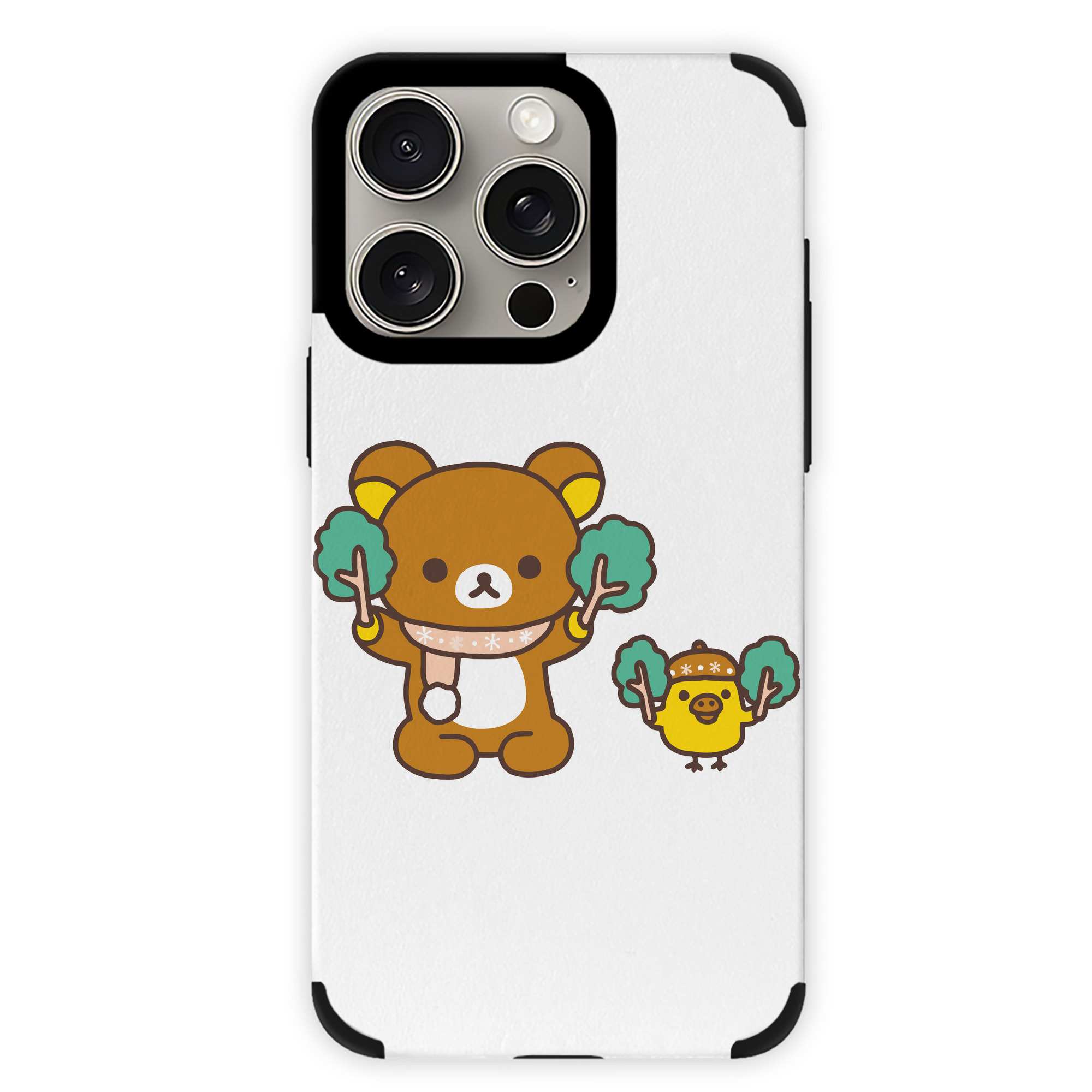 （画像用） リラックマ リラックマ キイロイトリ Rilakkuma Korilakkuma Kiiroitori 【iPhone15ProMax対応】 PUレザー スマホケース 耐衝撃＆黄変防止