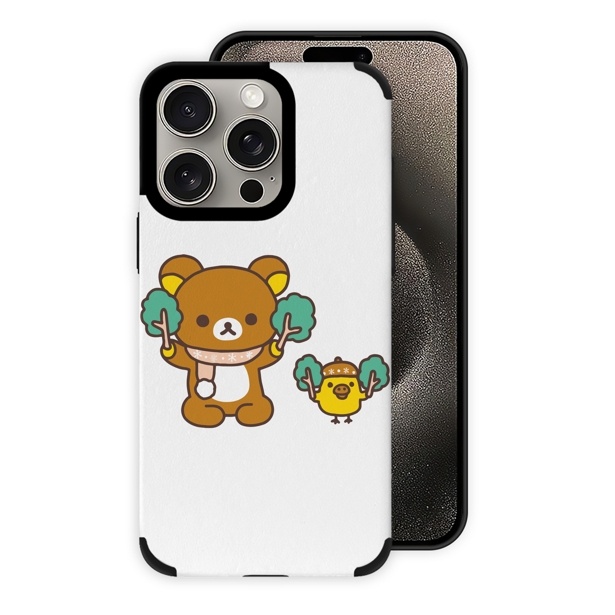 （画像用） リラックマ リラックマ キイロイトリ Rilakkuma Korilakkuma Kiiroitori 【iPhone15ProMax対応】 PUレザー スマホケース 耐衝撃＆黄変防止