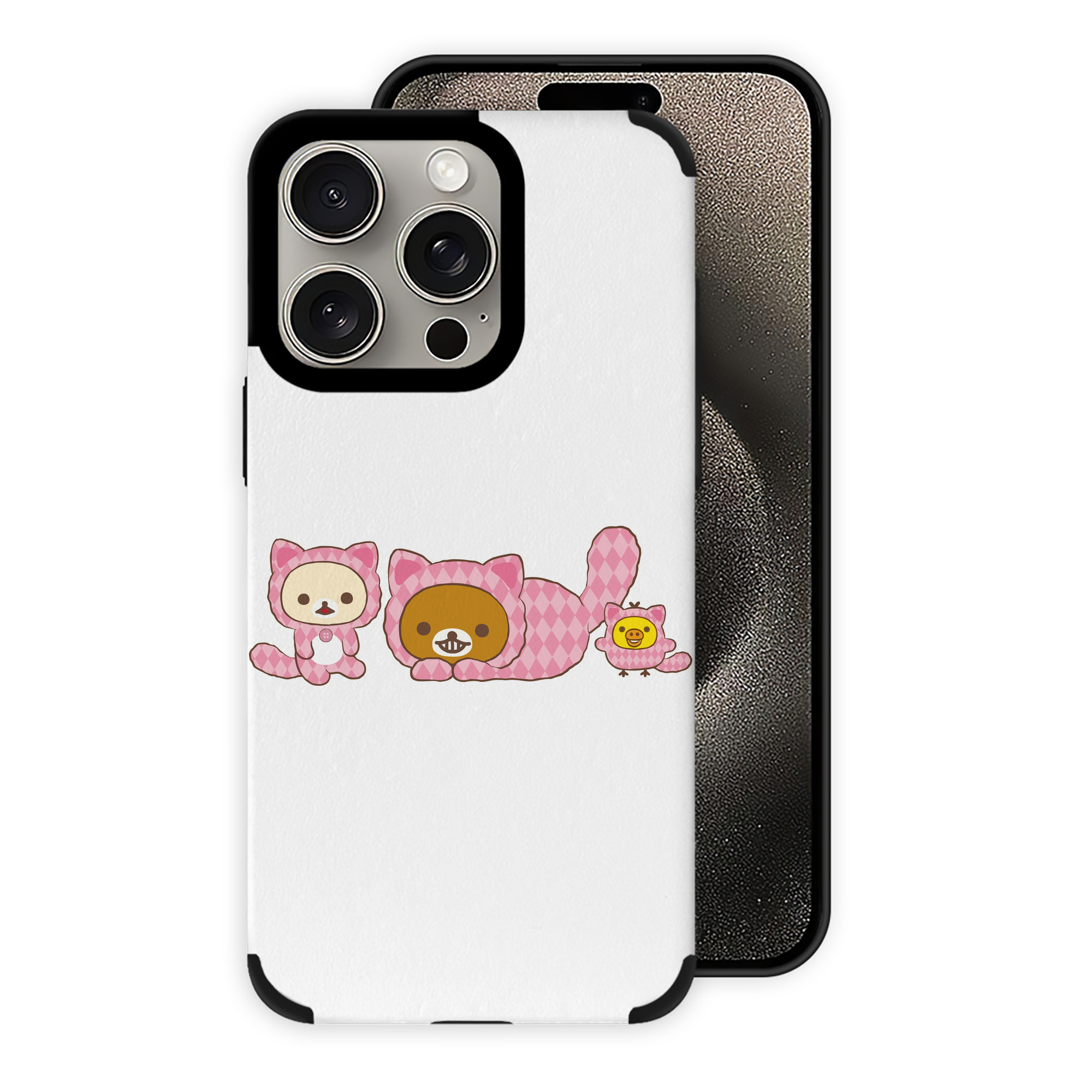 （画像用） リラックマ リラックマ キイロイトリ Rilakkuma Korilakkuma Kiiroitori 【iPhone15ProMax対応】 PUレザー スマホケース 耐衝撃＆黄変防止
