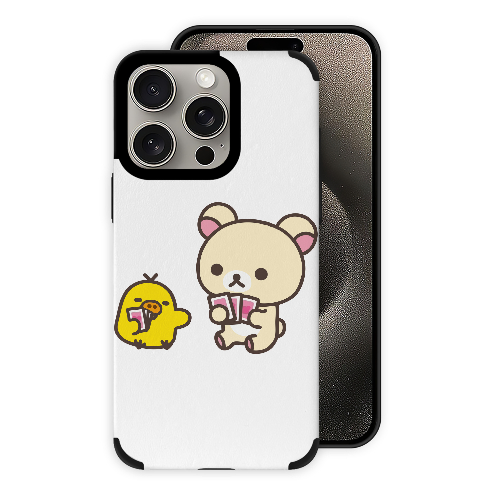 （画像用） リラックマ リラックマ キイロイトリ Rilakkuma Korilakkuma Kiiroitori 【iPhone15ProMax対応】 PUレザー スマホケース 耐衝撃＆黄変防止