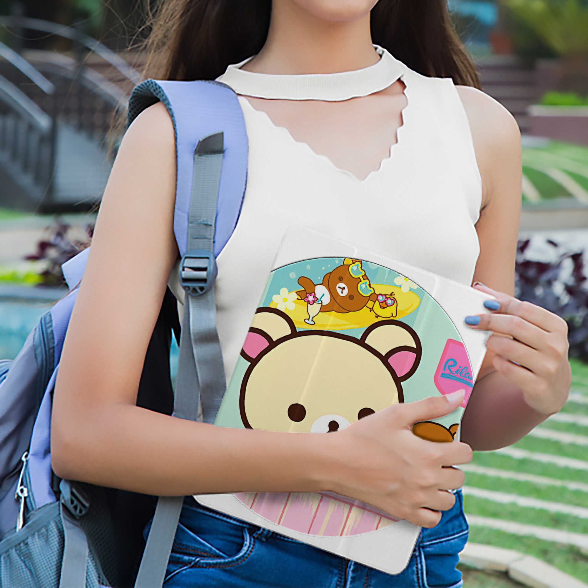 リラックマ リラックマ キイロイトリ Rilakkuma Korilakkuma Kiiroitori IPad ケース ペン収納付き 三つ折りスタンド PUレザー×シリコン 対応機種9.5/10.5/10.9インチ