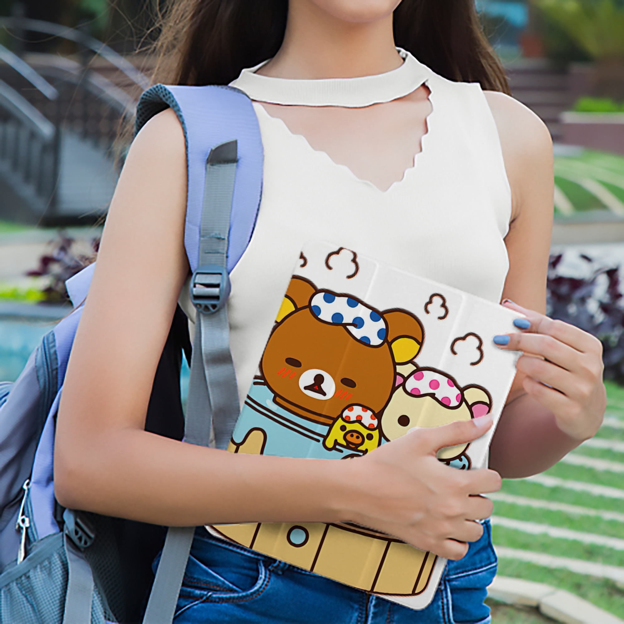 リラックマ リラックマ キイロイトリ Rilakkuma Korilakkuma Kiiroitori IPad ケース ペン収納付き 三つ折りスタンド PUレザー×シリコン 対応機種9.5/10.5/10.9インチ