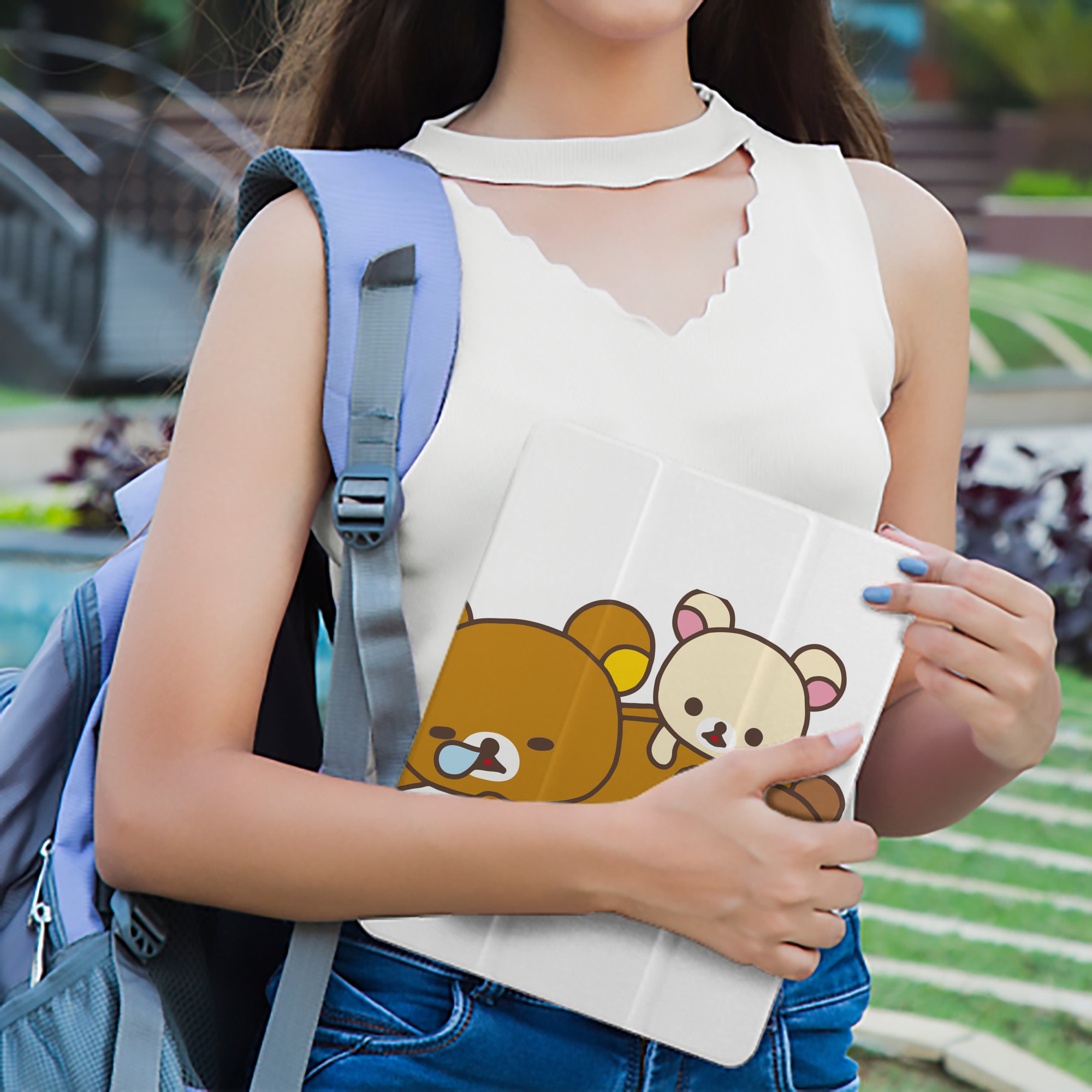 リラックマ リラックマ キイロイトリ Rilakkuma Korilakkuma Kiiroitori IPad ケース ペン収納付き 三つ折りスタンド PUレザー×シリコン 対応機種9.5/10.5/10.9インチ